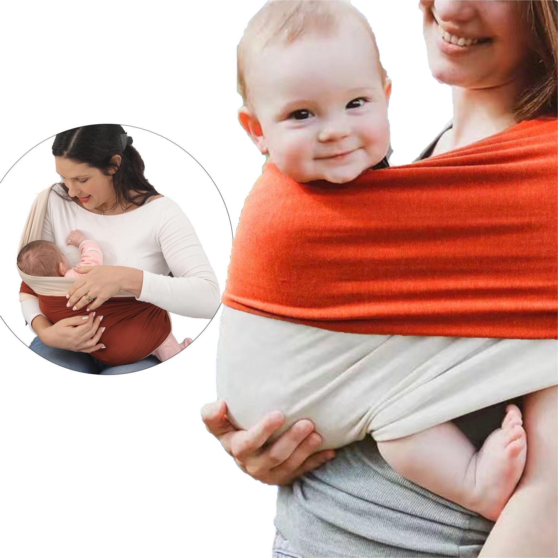 Mutig Babytrage Koala Babytrage elastisch ohne Knoten für Neugeborene & Eltern-S/M/L (Belastbar bis zu 16 kg / 50 lbs, passend ab Geburt bis etwa 3 Jahre, Entlastung für Rücken & Schultern,mehr Komfort für Mama & Pap), freihändiges Tragen beim Kochen, Einkaufen oder Spazierengehen