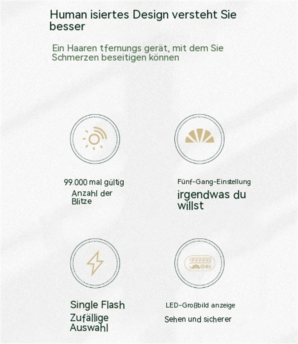 Leistungsstarkes, selected IPL-Haarentfernungsgerät IPL-Haarentferner carefully grün pulsierendes elektrisches