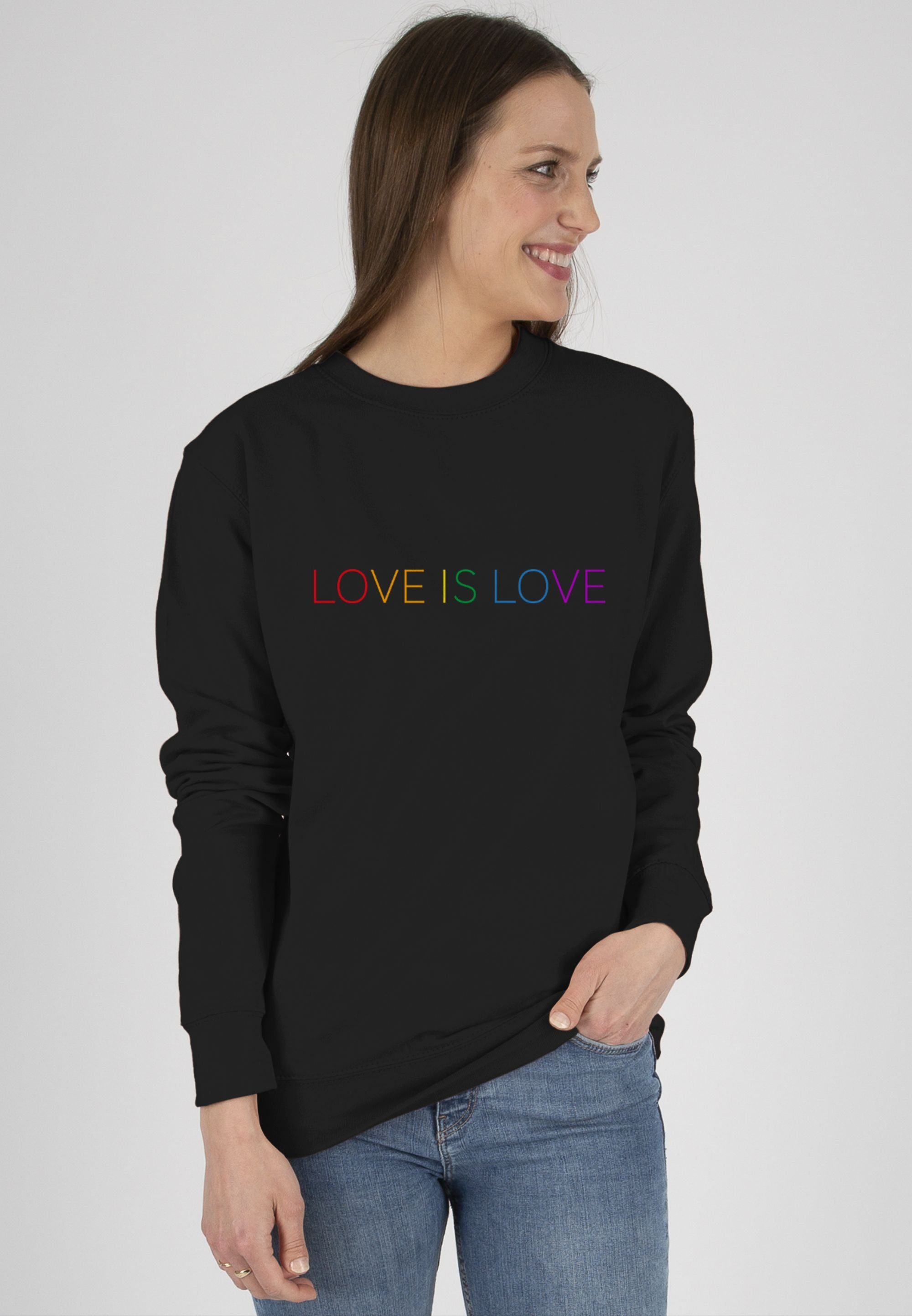 Shirtracer Sweatshirt Love is Love Kleidung Pride - Regenbogen (1-tlg) LGBT Schwarz 1 