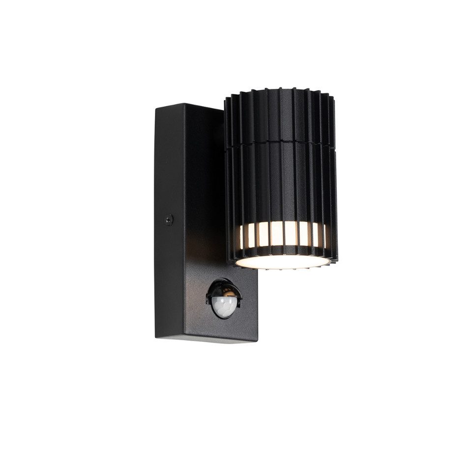 Qazqa Außen-Wandleuchte Boris, ohne Leuchtmittel, GU10, Schwarz, Design, Aluminium, 1-flammig