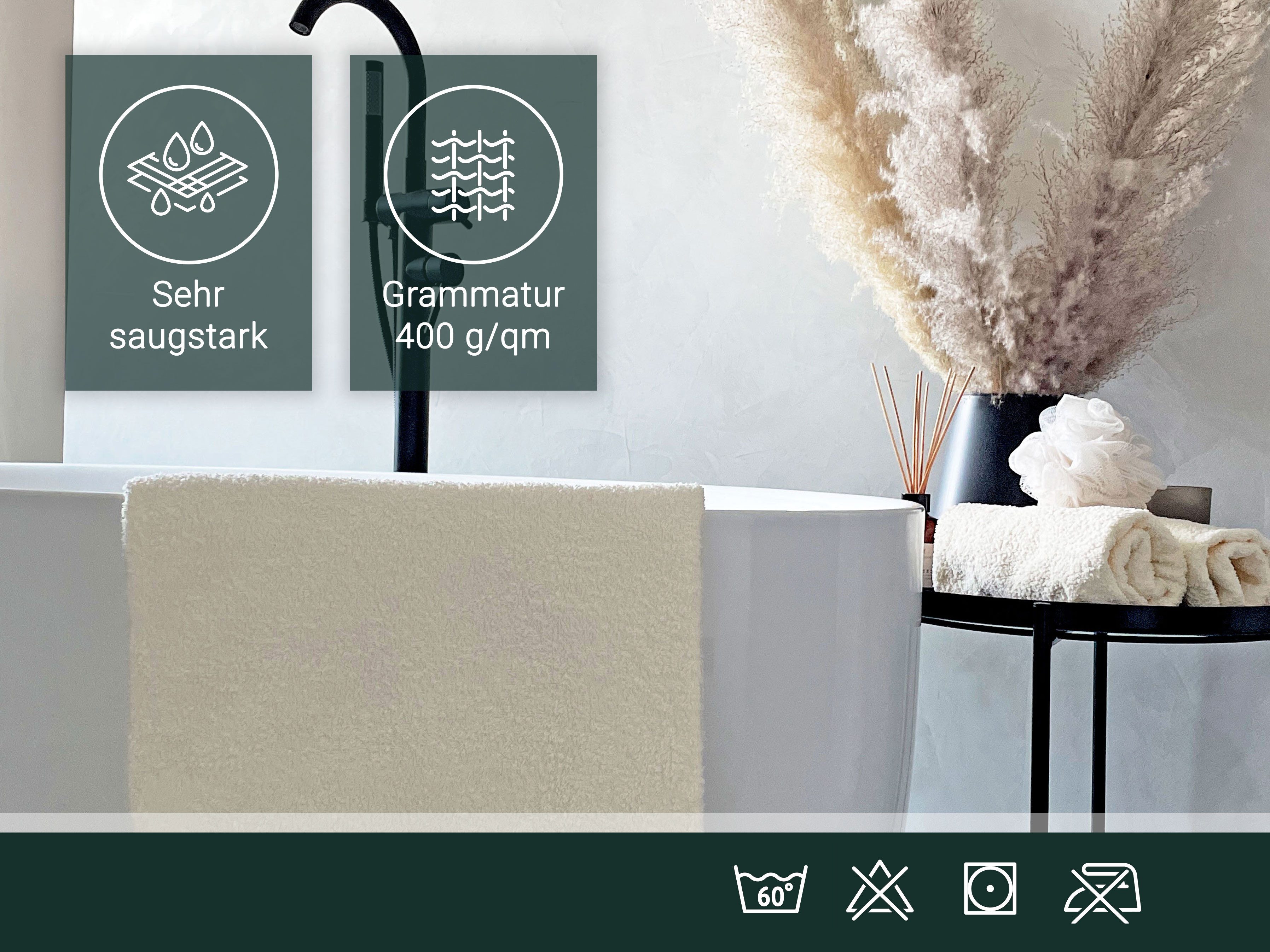 ZOLLNER Duschtücher, Walkfrottier (3-St), Robust, langlebig, günstig online kaufen