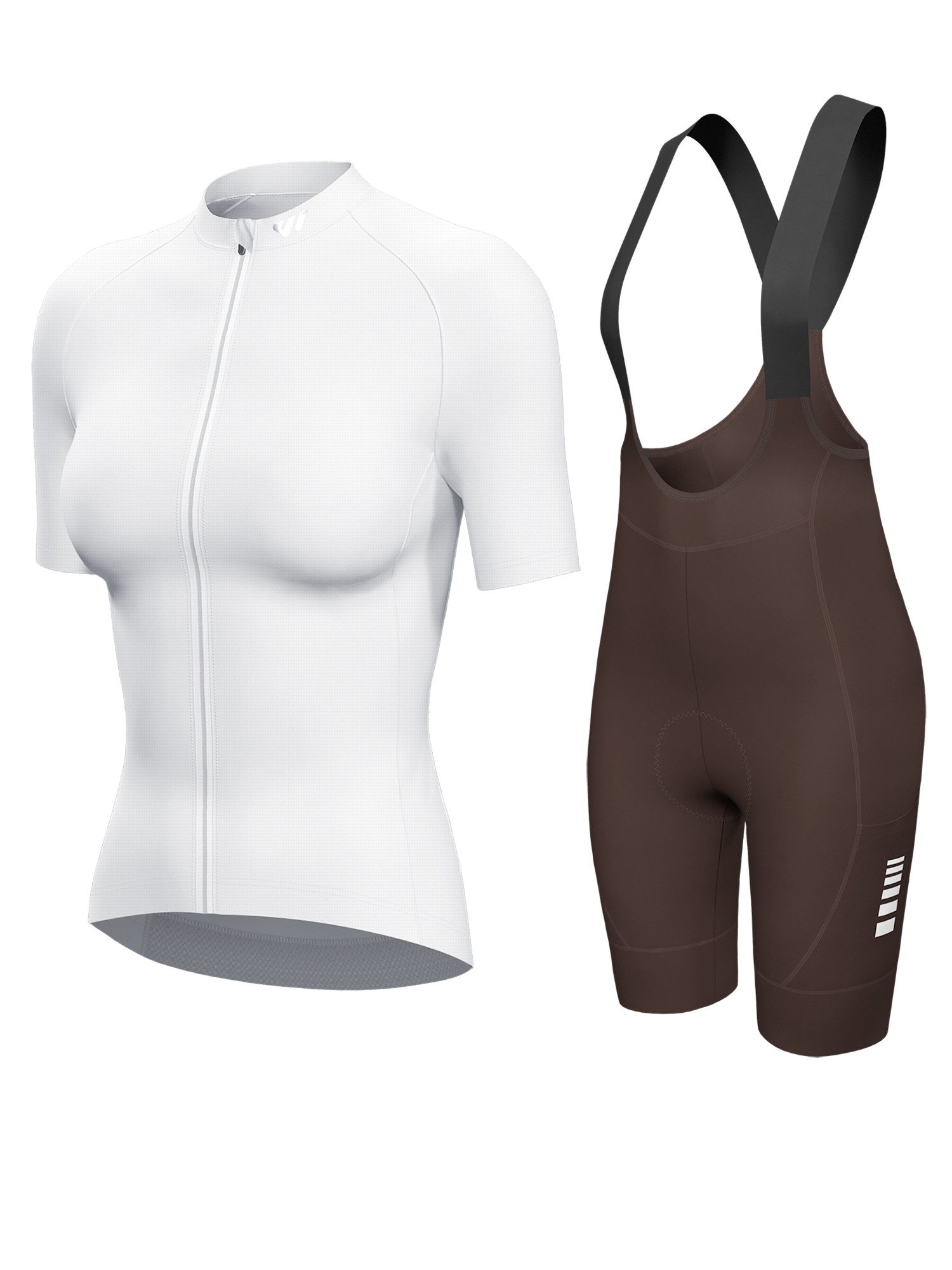 Wulibike Radtrikot Damen Fahrrad-Set, Fahrradbekleidungsset für Gravel & Outdoor Touren (2-tlg) Kurzarm-Radtrikot und figurbetonte V-Trägerhose mit 6 Taschen
