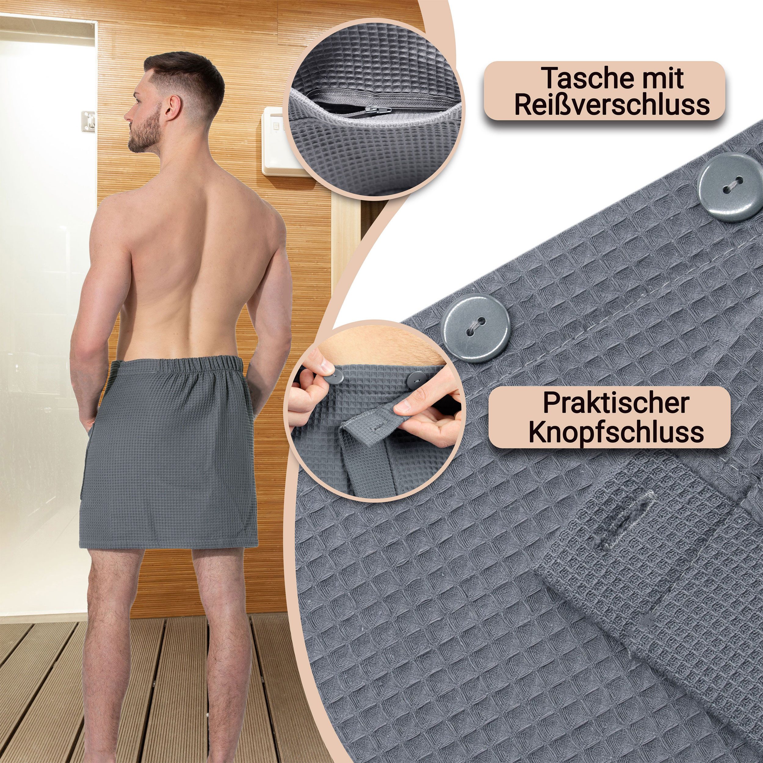 ZOLLNER Kilt, 100% Baumwolle, Knopfverschluss, Knöpfe, 100% Baumwolle, 44x120 cm, vom Hotelwäschespezalisten