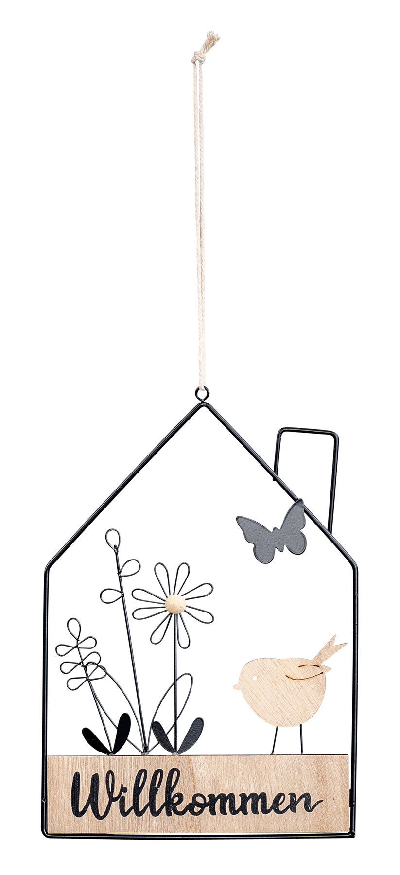 Levandeo® Metallbild, Willkommensschild Hausform Metall Türschild Schwarz N günstig online kaufen