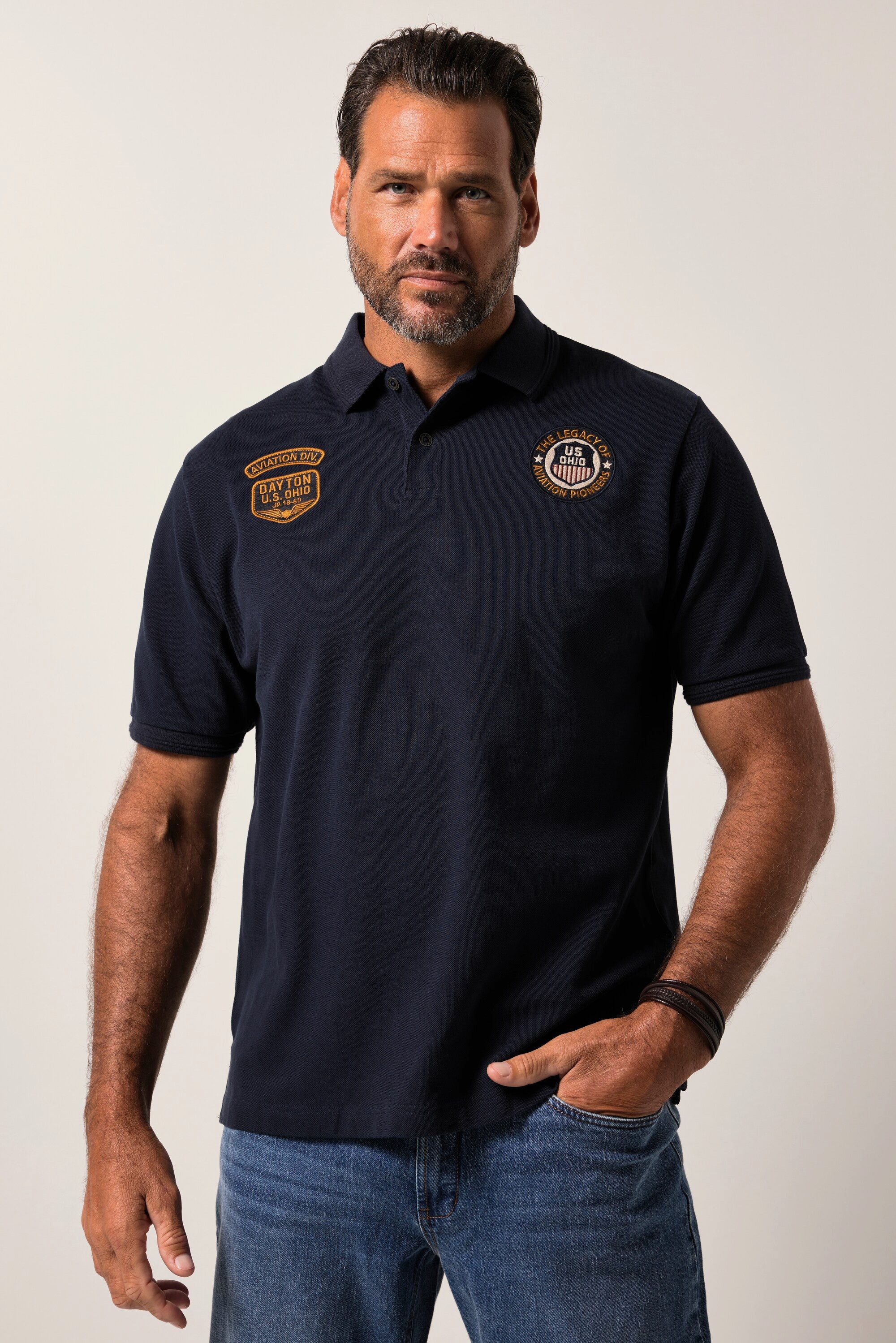 JP1880 Poloshirt Poloshirt Halbarm Piqué Badges