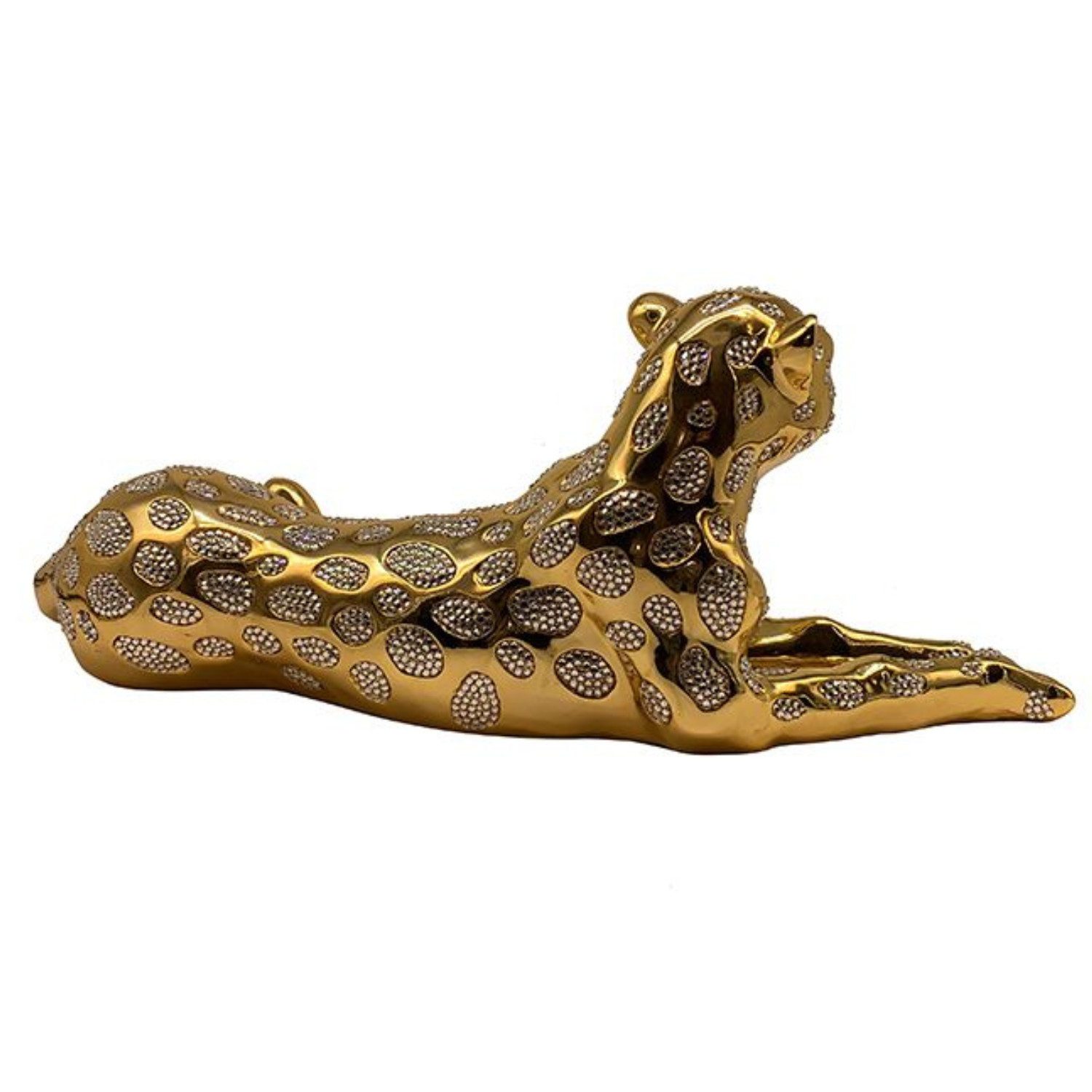alesvelt Skulptur Moderne Dekofigur Leopard 57 cm Gold / Silber (1-Stück, 57 x 23 x 22 cm), Gold/ Silber