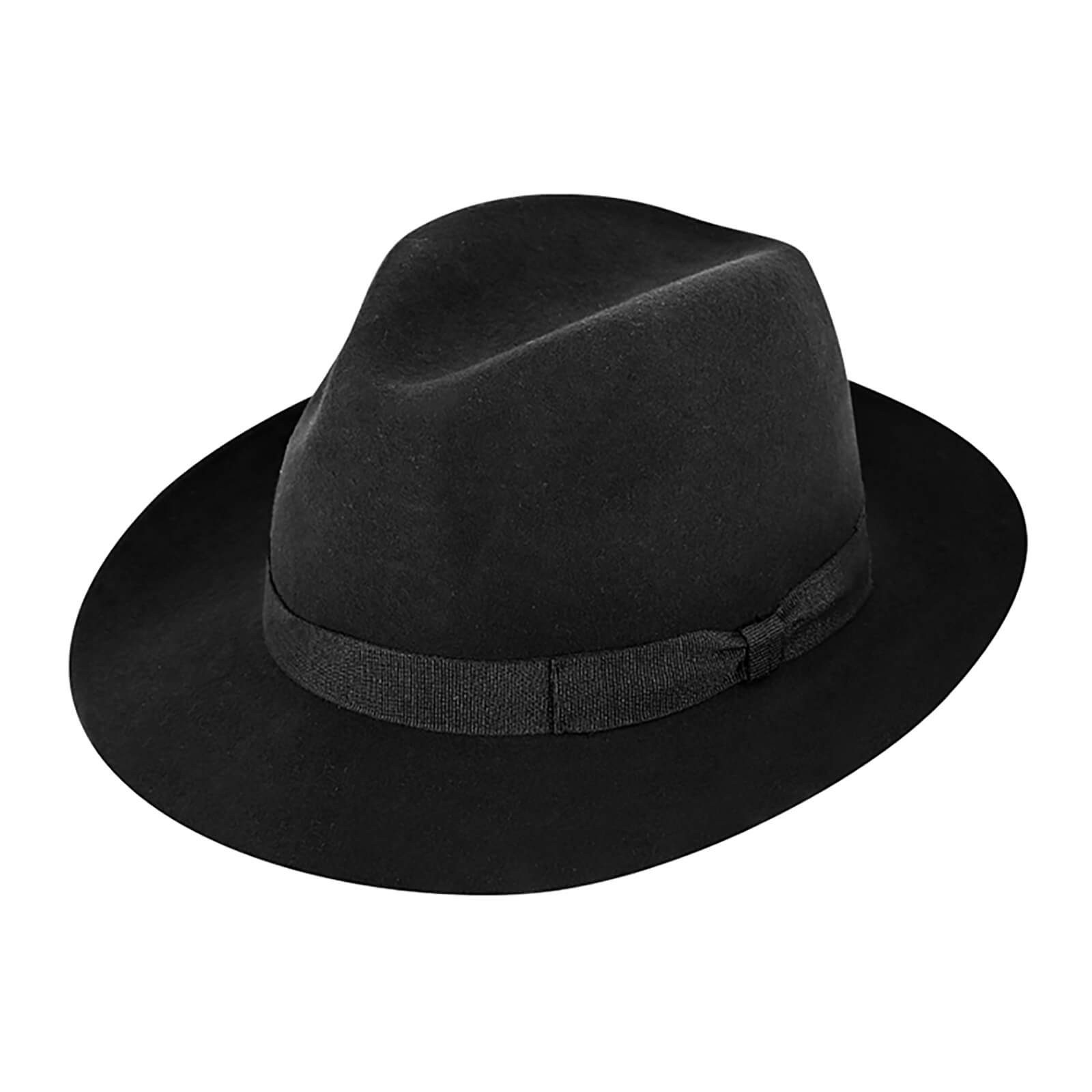 Fiebig Filzhut Fiebig Wollfilzhut Fedora mit Ripsband Schwarz