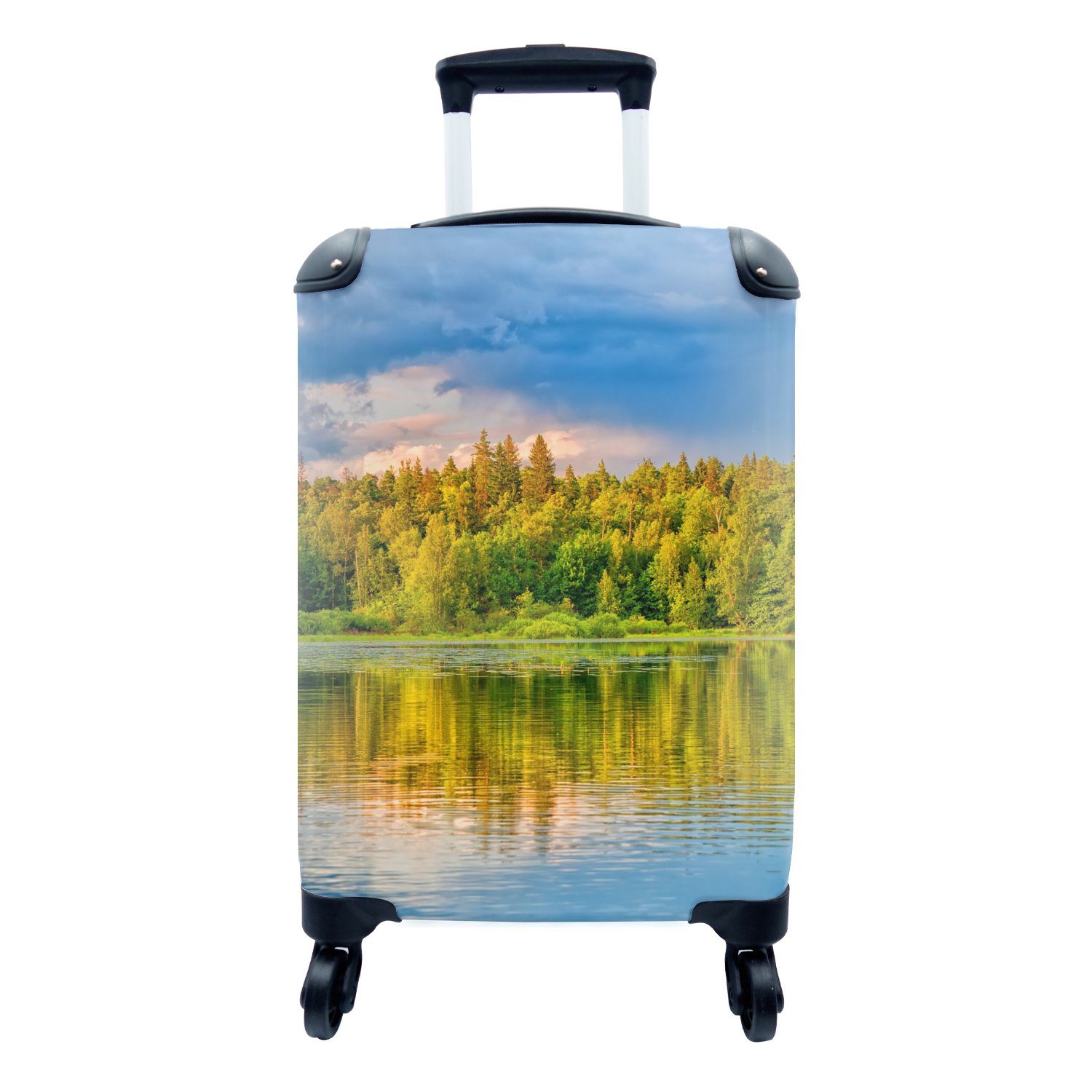 MuchoWow Handgepäckkoffer Wasser - Natur - Wald, 4 Rollen, Reisetasche mit rollen, Handgepäck für Ferien, Trolley, Reisekoffer | Handgepäck-Koffer
