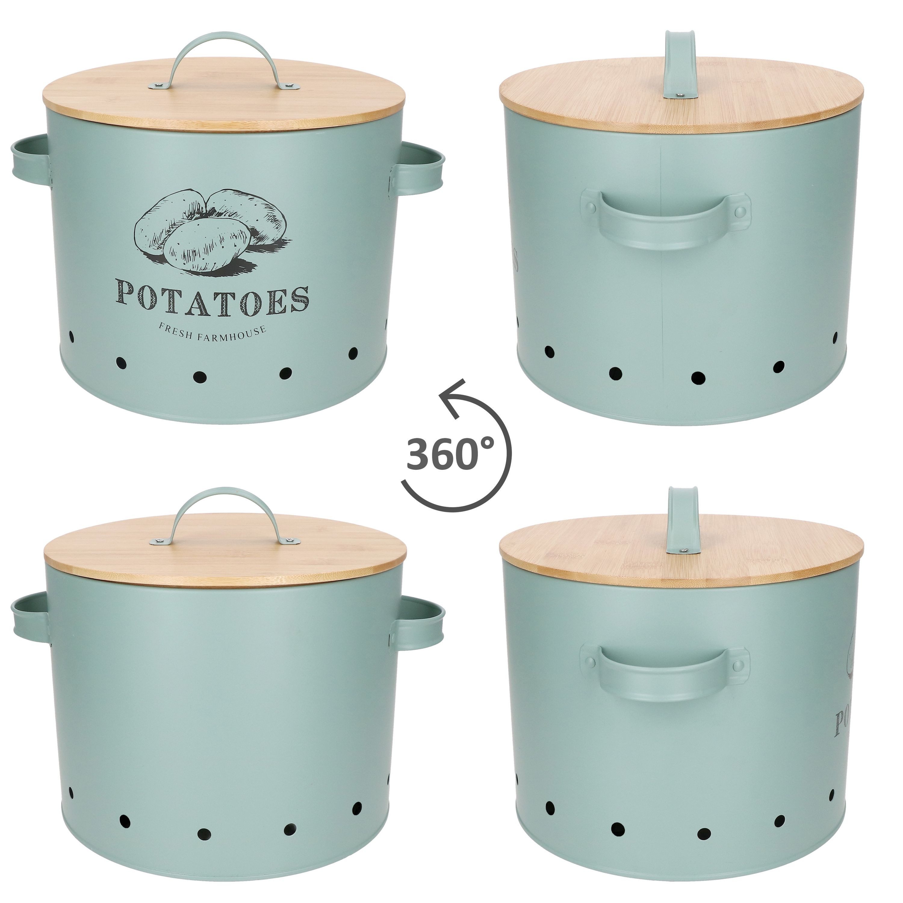 MamboCat Vorratsglas Kartoffeltopf Fresh Metall-Dose mit Bambusdeckel mint Vorratsdose, Metall – Bild 4 von 5