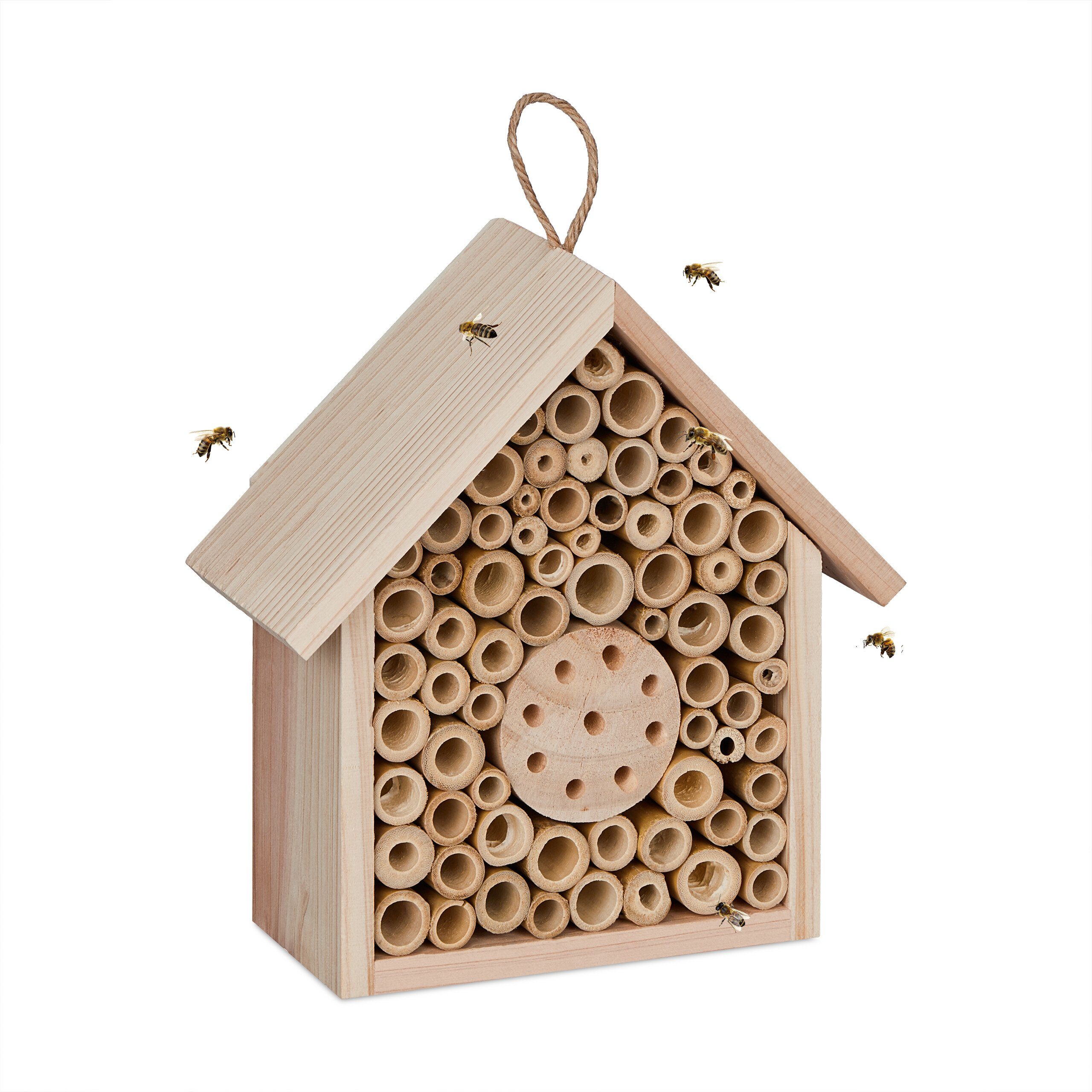 relaxdays Insektenhotel Bienenhotel aus unbehandeltem Holz, (1-St)