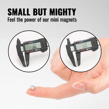 Poppstar Magnethalter (60-St), Poppstar 60x Neodym Mini Magnete (6x3mm, Haftkraft 0,5Kg), silber