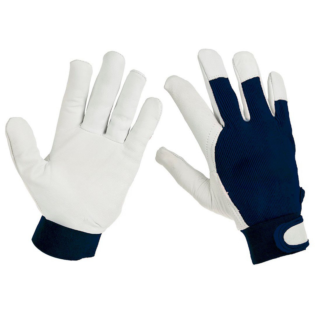 Mechaniker-Handschuhe Arbeitshandschuhe Ziegenleder, Klettverschluss, 9, rot (1-St)