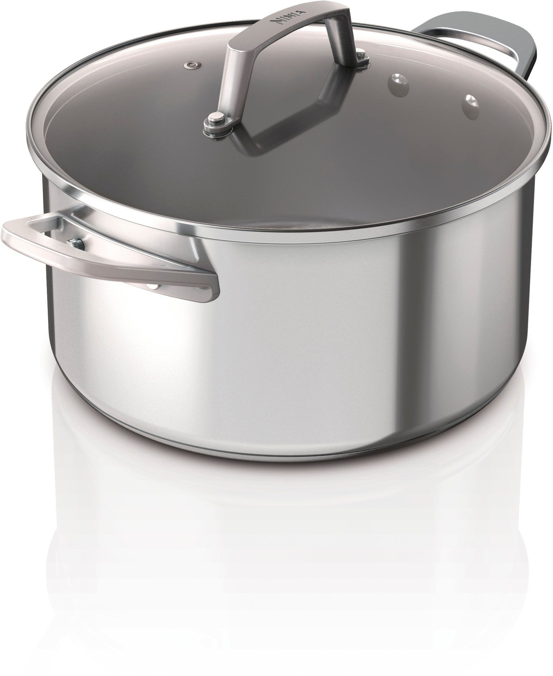 NINJA Kochtopf Ninja Suppentopf aus Edelstahl C602DE, Edelstahl (1-tlg), Edelstahl mit Aluminiumbeschichtung für gleichmäßiges Erhitzen