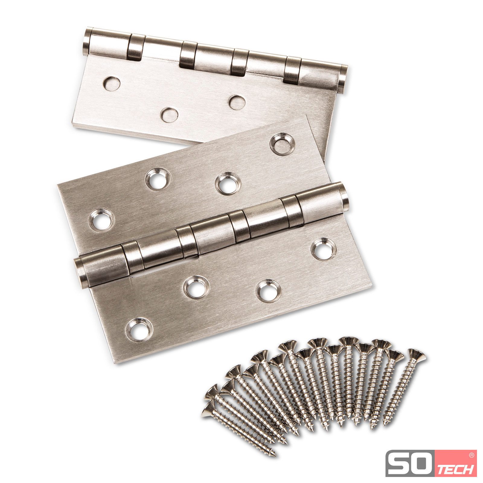 SO-TECH® Türbeschlag Türscharnier Edelstahl SS304 Aufschraubband (2 St), 101 x 76 x 2 mm, Edelstahl gebürstet