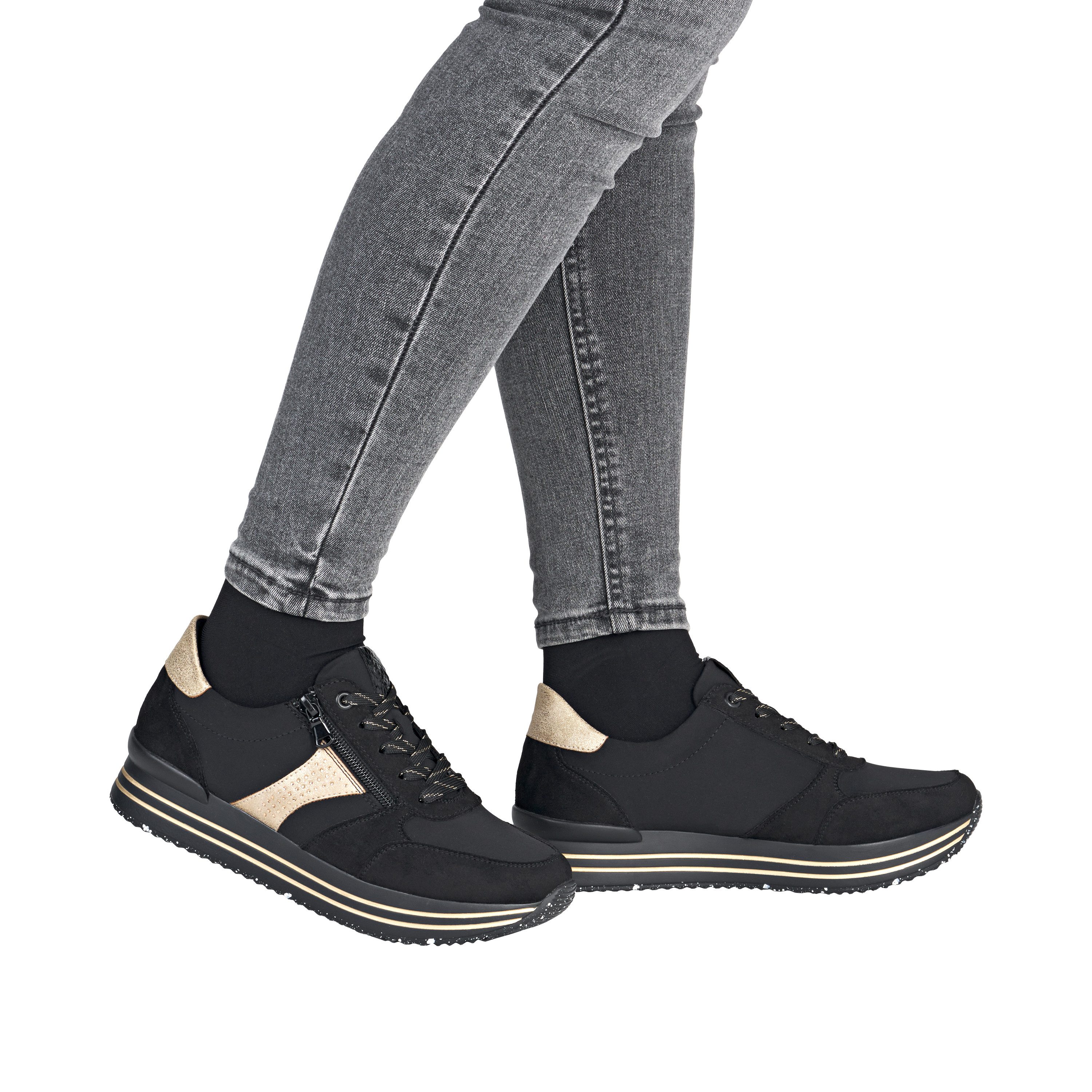 Remonte Sneaker Schnürschuh, Halbschuh, Plateausneaker mit Schmucksteinchen