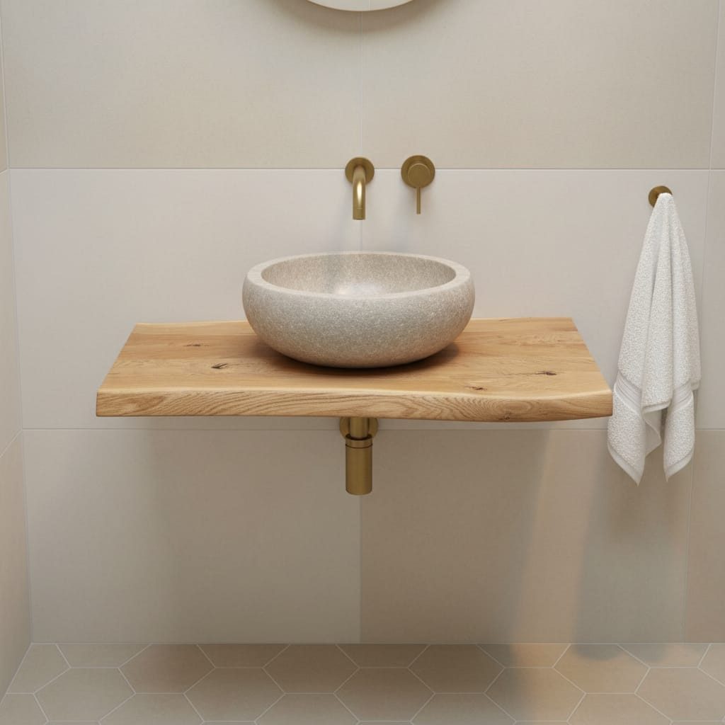 DaoWood Waschtischplatte Hellbraun NaTur, 4cm Starke