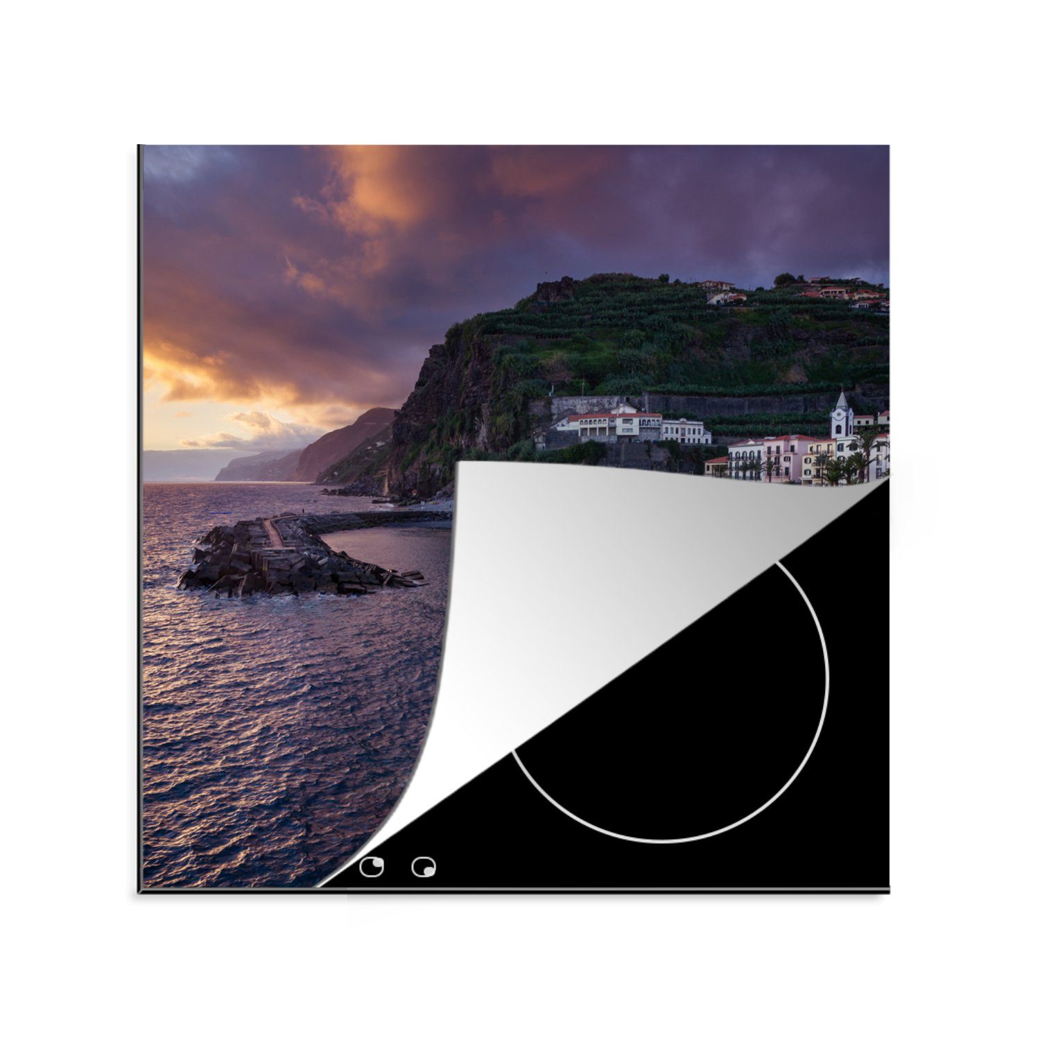 Sonne Madeira, Vinyl, Portugal (1 Herdblende-/Abdeckplatte cm, - für küche Arbeitsplatte MuchoWow 78x78 - tlg), Ceranfeldabdeckung,