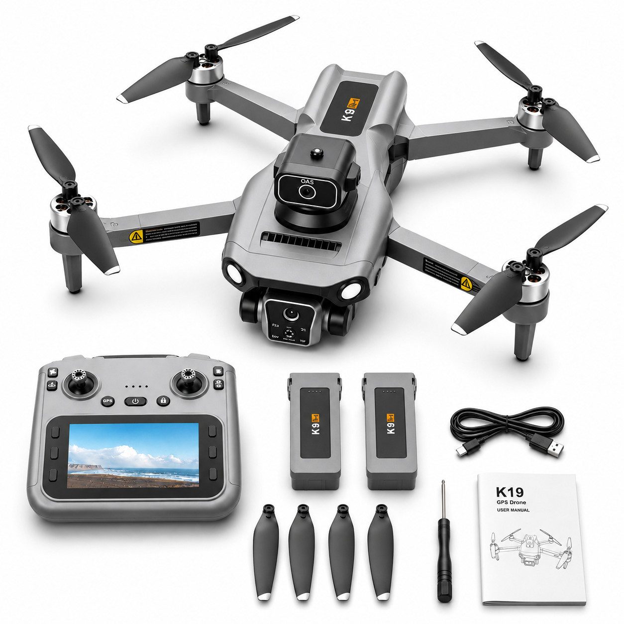Goldstern-Tech RC-Quadrocopter (GPS Drohne mit 4K, Live Display Fernbedienung, 600m Reichweite), 360°-Kollisionsschutz, auto Motivverfolgung und Rückkehrfunktion