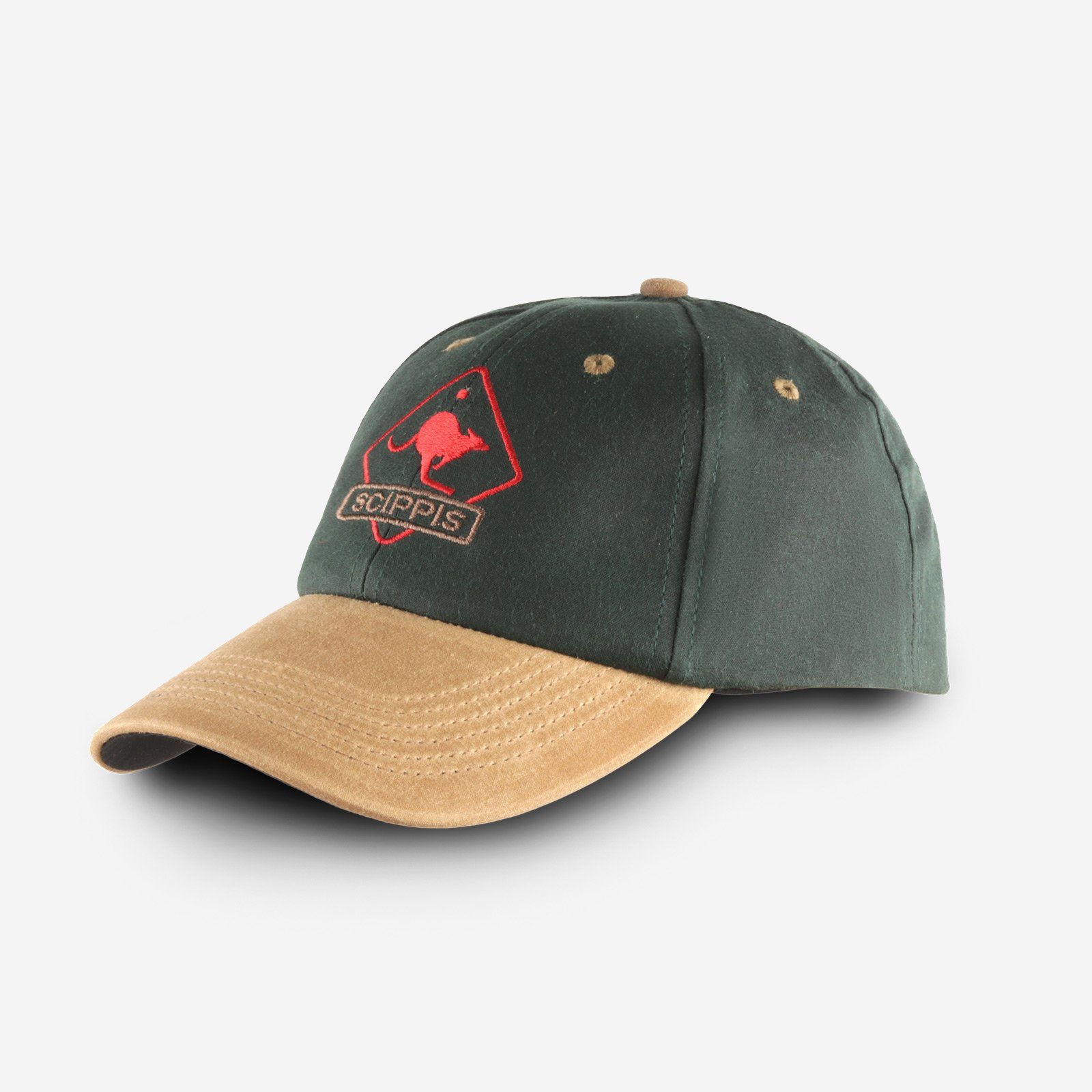 Scippis Baseball Cap OILSKIN CAP Extrem wasserabweisend, windundurchlässig atmungsaktiv tan/bottlegreen