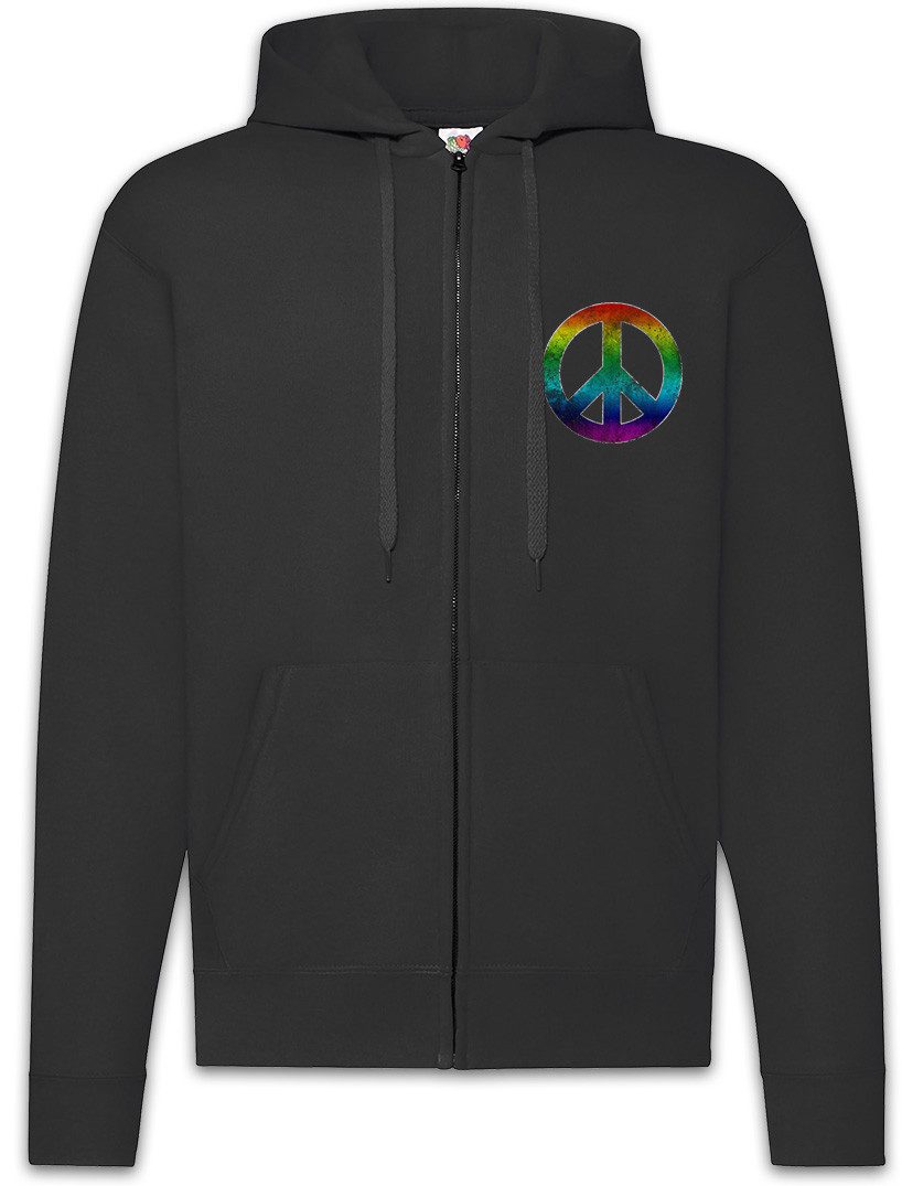 Sweatjacke Rainbow Peace Symbol Zipper Hoodie Hippie Sign Logo Frieden Regenbogen