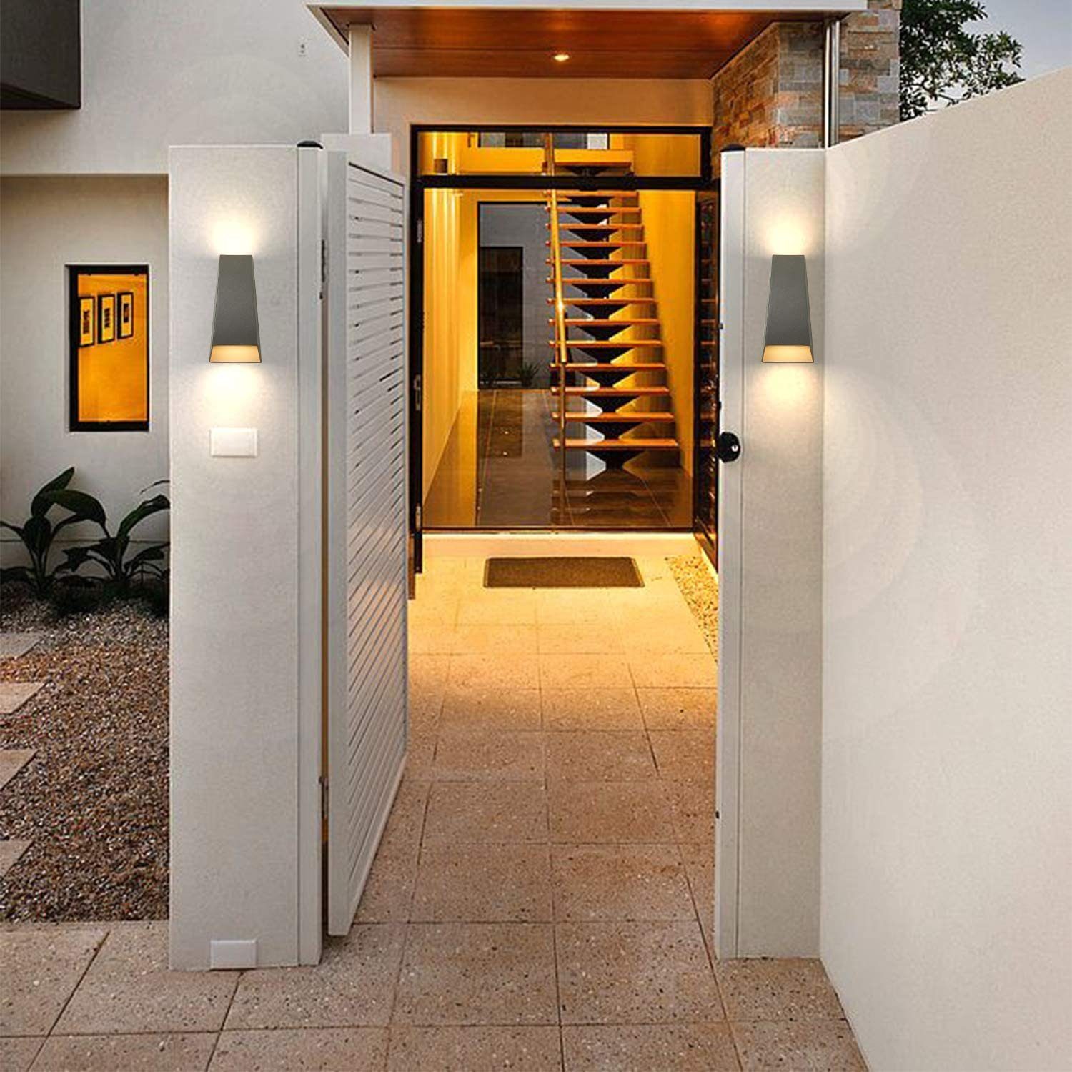 Außenlampe Wasserdicht fest ZMH Garten, Warmweiß LED Wandspot Balkon LED integriert, Außen-Wandleuchte