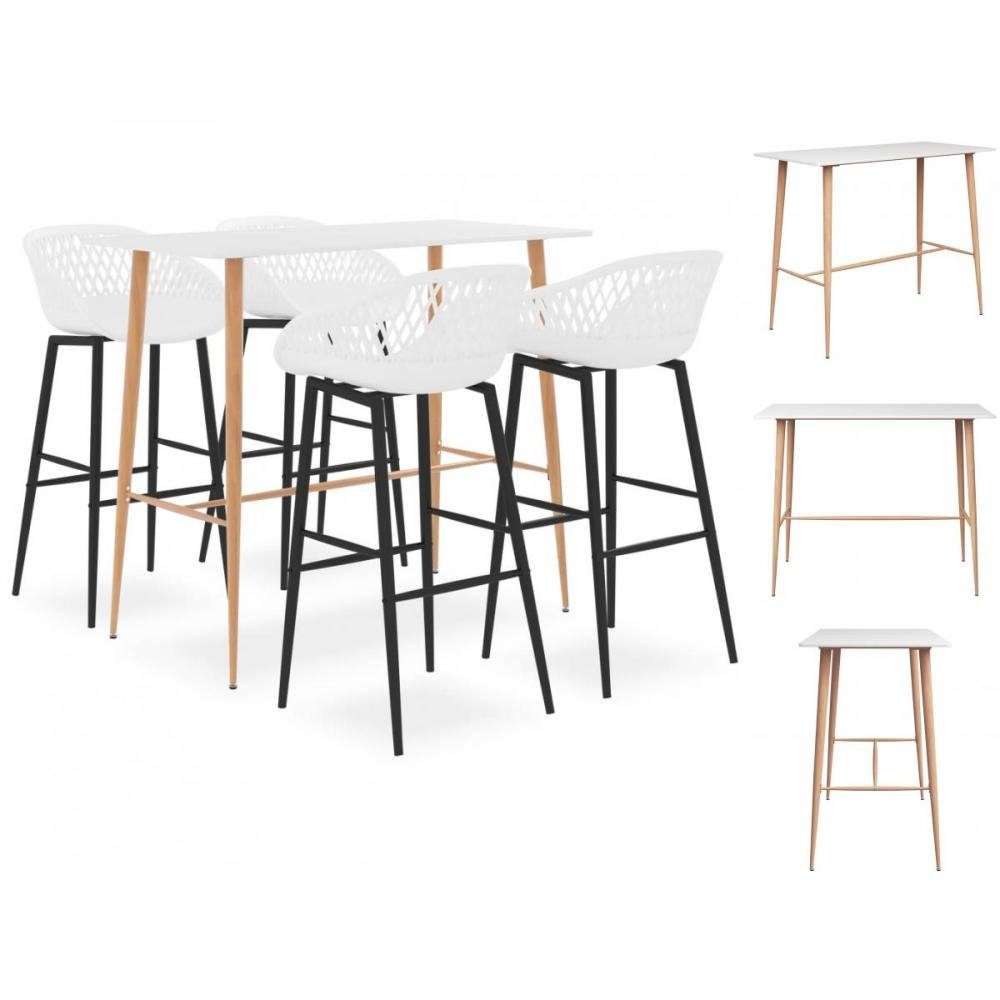 vidaXL Sitzgruppe Hochstühle Weiß Bar 5-tlg Sitzgruppe Bar-Set Bartisch Barhock Esstisch