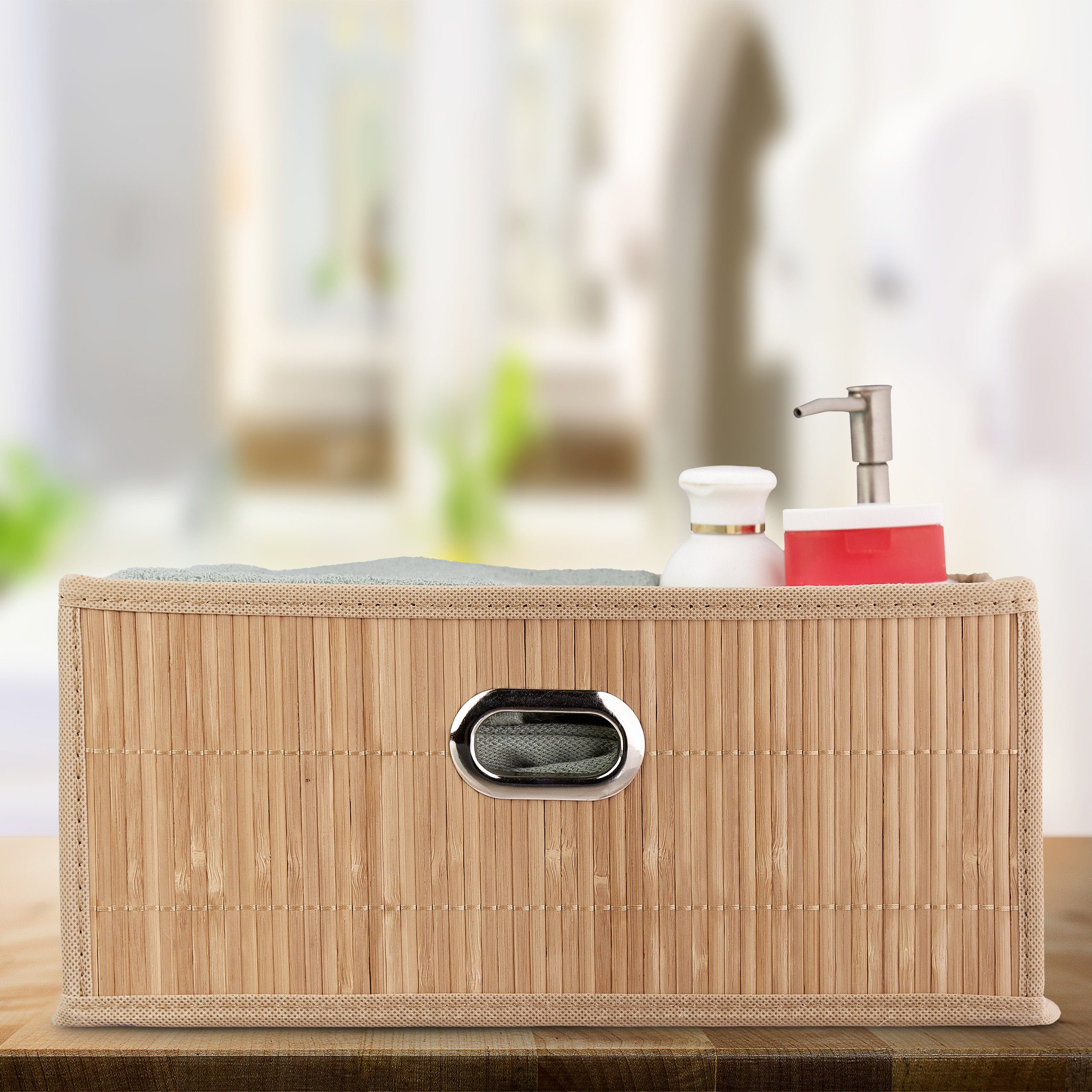 relaxdays Aufbewahrungskorb Bambus flach, Natur günstig online kaufen