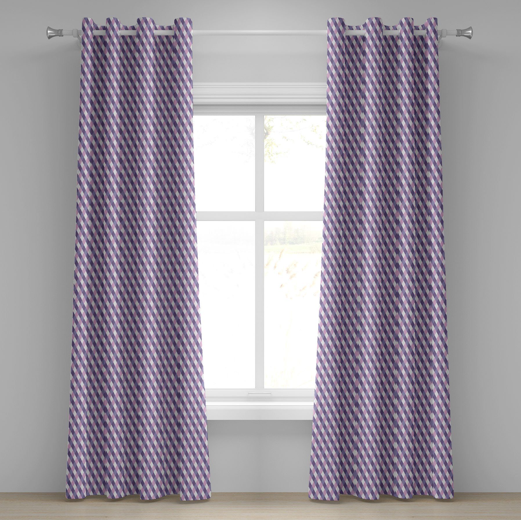 Gardine Dekorative 2-Panel-Fenstervorhänge für Schlafzimmer Wohnzimmer, Abakuhaus, Mauve Mosaik-Muster Gekreuzte