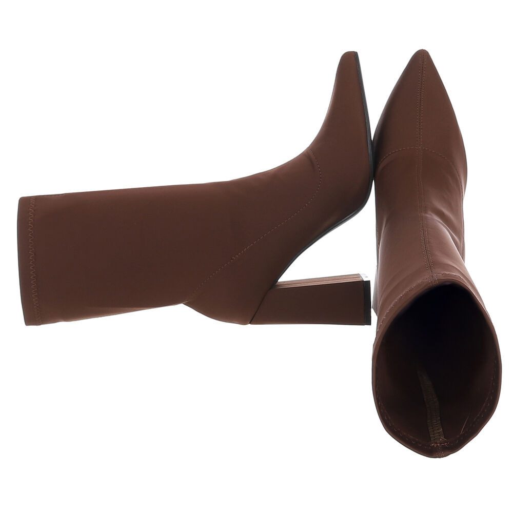 Ital-Design Elegante Blockabsatz-Stiefeletten für Damen, komfortabel und stylish High-Heel-Stiefelette (89929923) Blockabsatz Stiefeletten in Braun