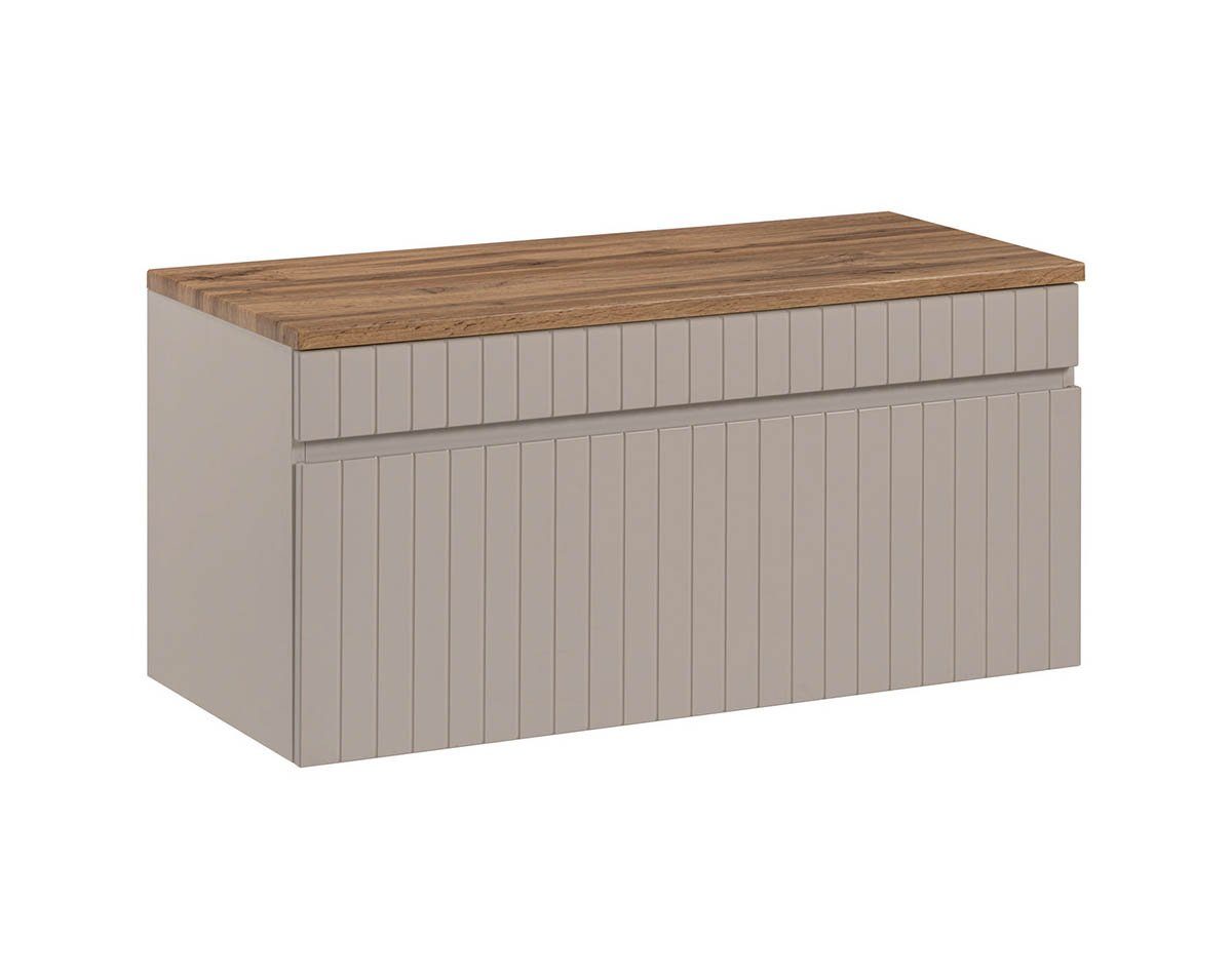 einfachgutemoebel Waschtisch-Set Badezimmer Waschplatz KARATA 100cm, zum Unterbau, kaschmir grey, (Badmöbel Set, 1-St., Waschtisch Unterschrank)