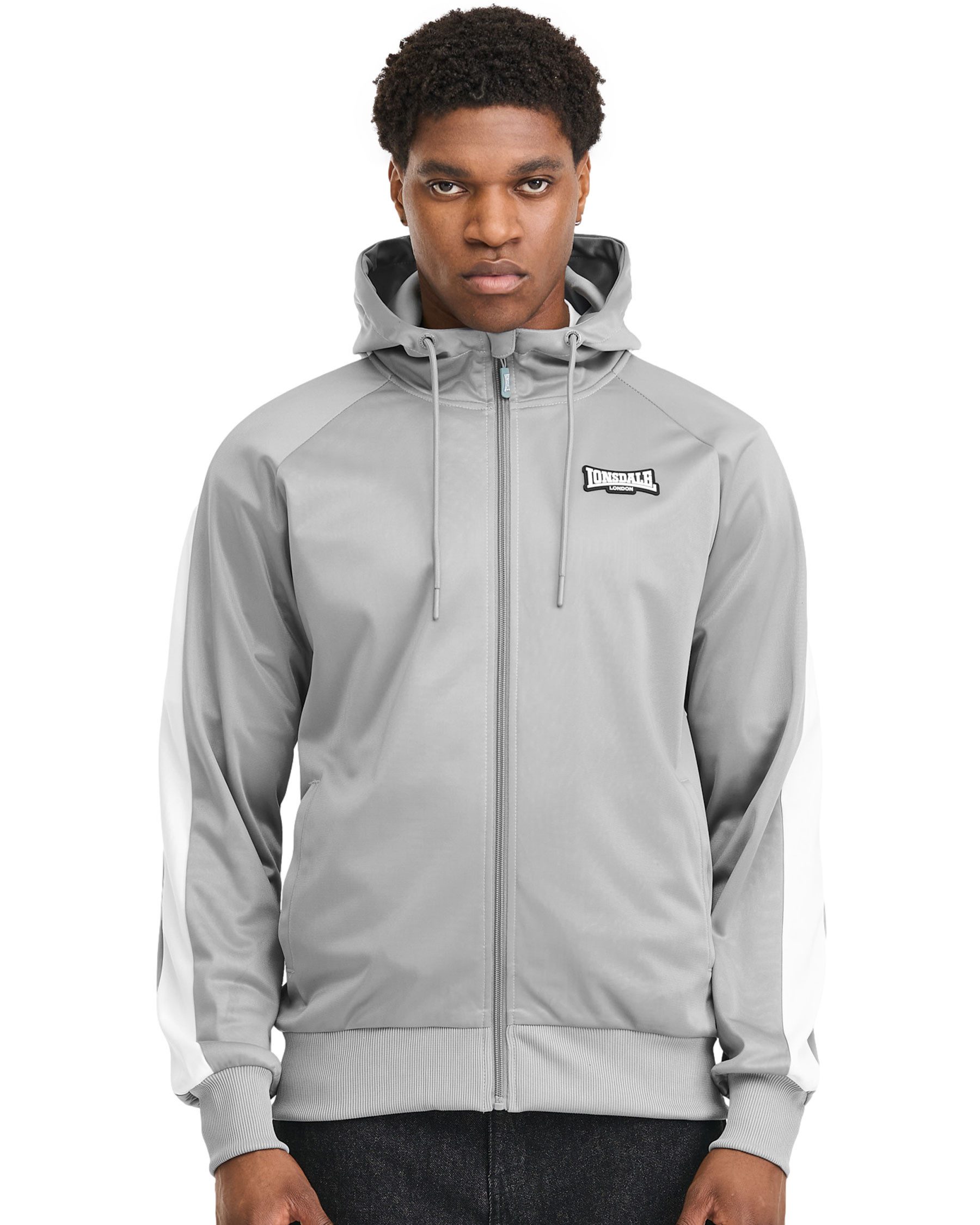Lonsdale Trainingsjacke Lonsdale Trainingsjacke Crayford mit Kapuzen 3D-Gummi-Badges auf Brust und Kapuze