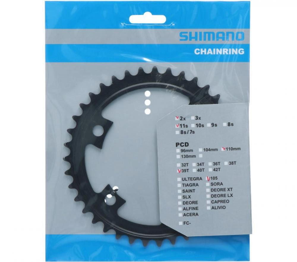 Kettenschaltung SHIMANO Kettenblatt 105 FC-R7000 39 Zähne Schwarz - präziser Antrieb f