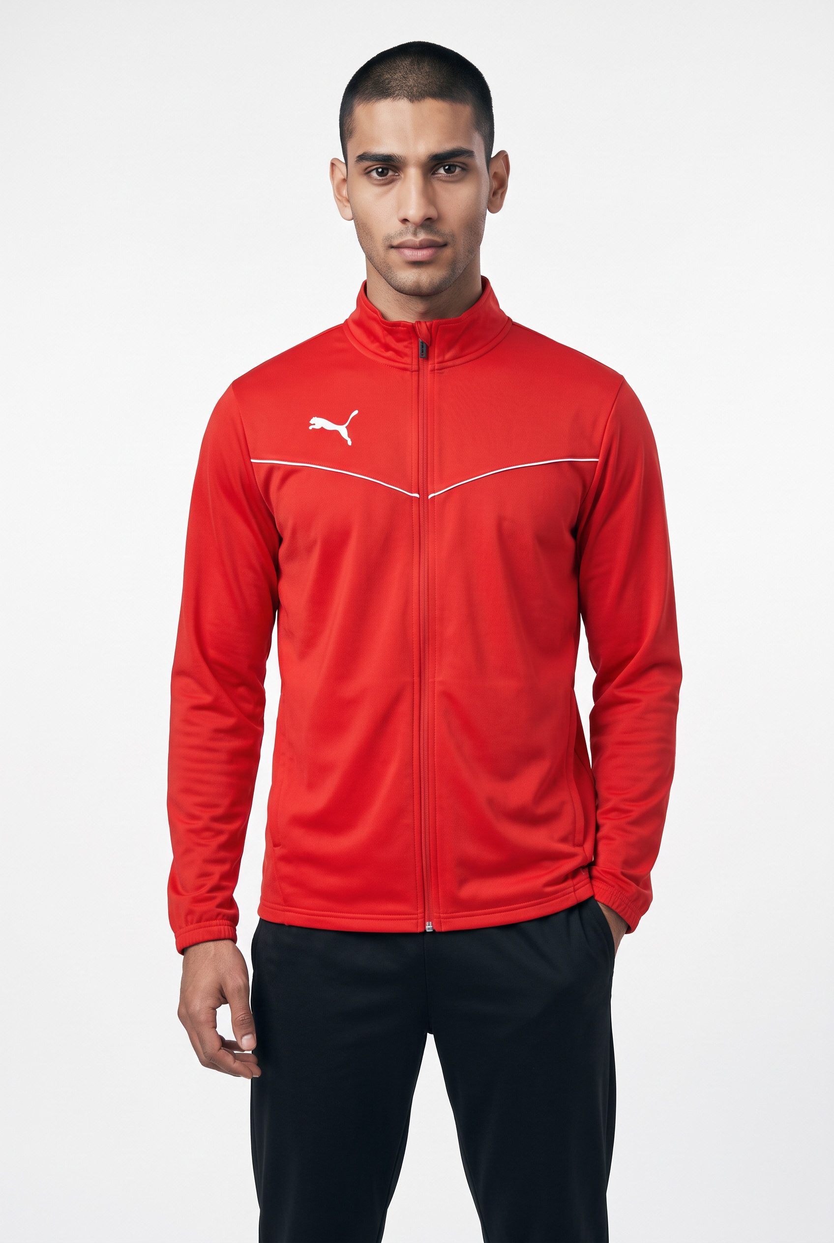 PUMA Trainingsjacke TEAMRISE TRAINING POLY JACKET sportlicher Stil mit kontrastfarbener Paspelierung