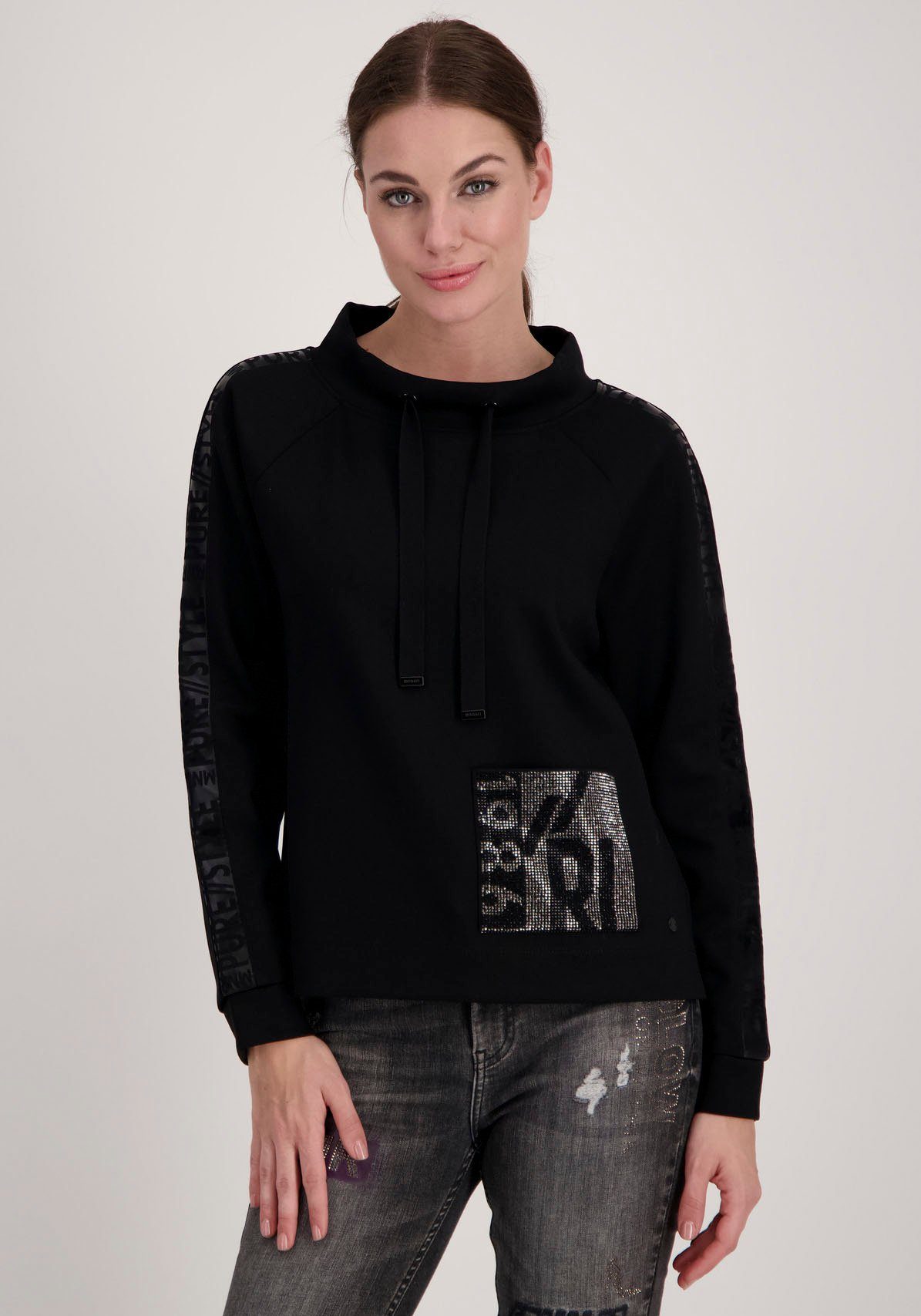 MONARI Sweatshirt Damen - Viskose Mit Strasssteinen & 3/4 Ärmeln