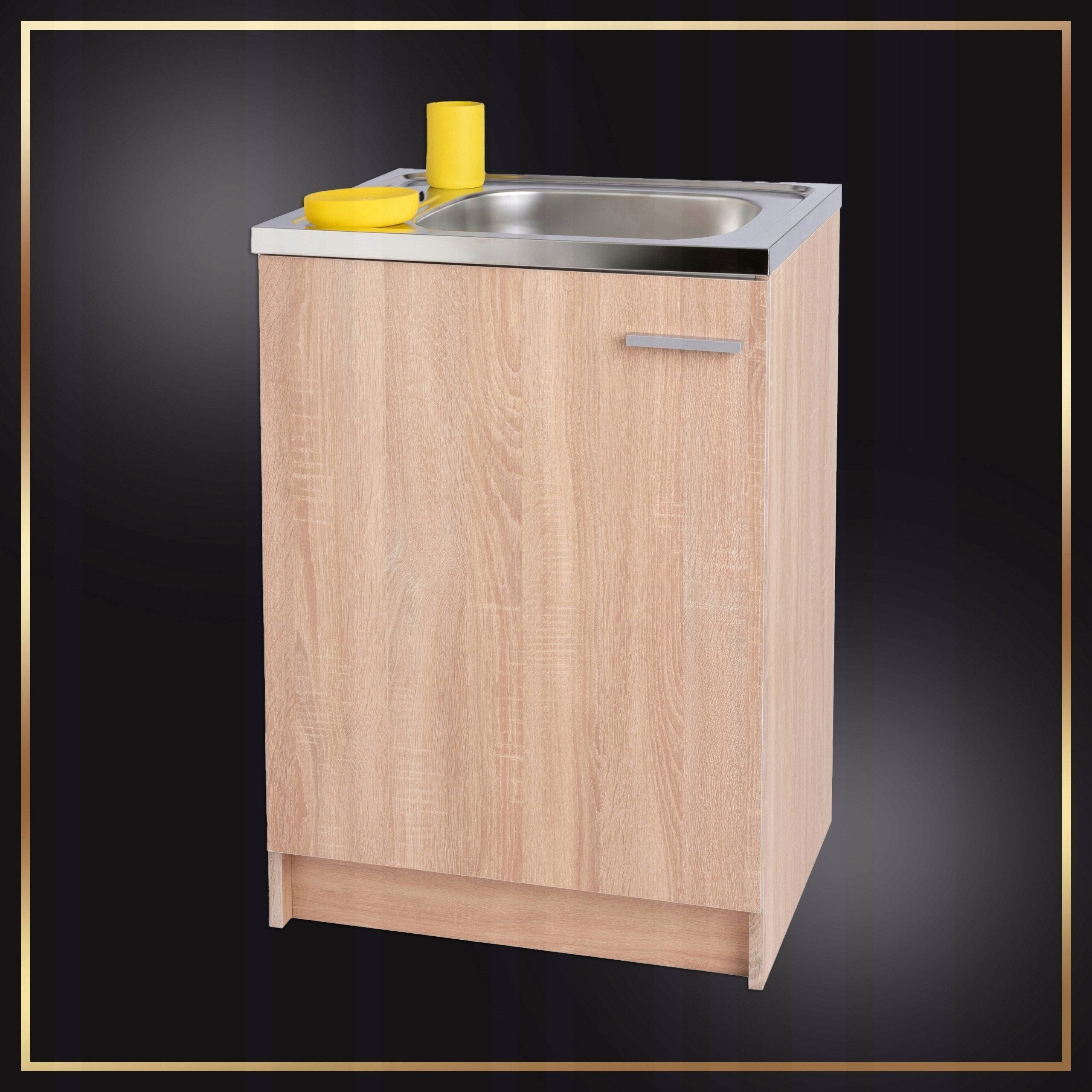 STAMAR Spülenschrank Küchenschrank 60cm Sonoma Eiche Deante Spüle Hocharmatur XXL Standschrank 60cm Tiefe Edelstahl 41cm Geschirrspüler Komplett Set – Bild 3 von 5