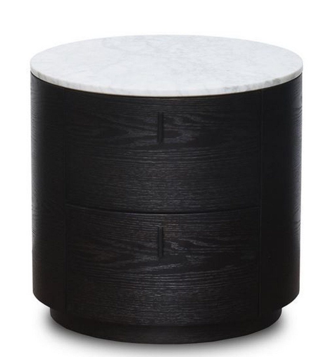 H. Ø Runder Luxus Holz Tisch Beistelltisch Beistelltisch Marmorplatte 2 Schwarz und Casa - Padrino 48 Schubladen 46 x cm mit / Weiß