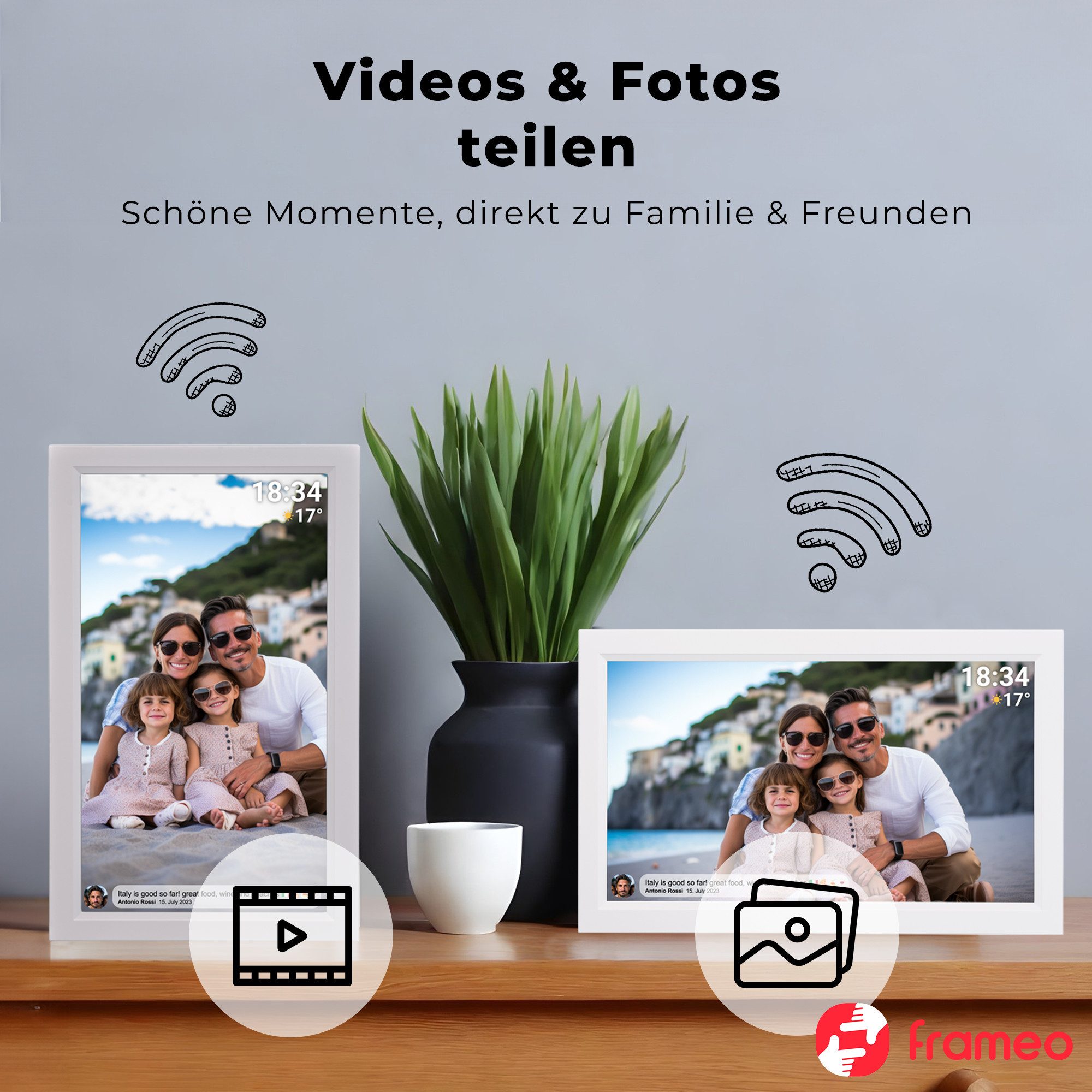 Denver PFF-1503W Digitaler Bilderrahmen (39.62 cm/15.6 ", 1920 x 1080 Pixel, 16 GB, mit WLAN und Frameo Software) – Bild 4 von 5