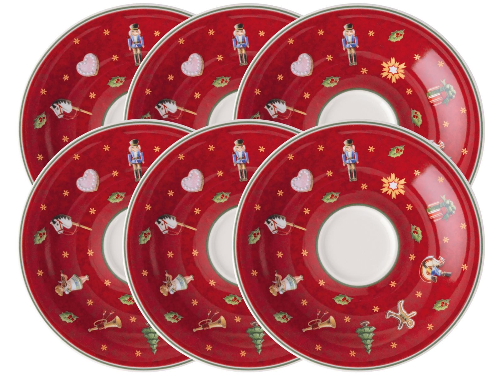 Villeroy & Boch Geschirr-Set Toy's Delight Specials Espresso-Untertasse rot 12cm Set6, Premium Porcelain