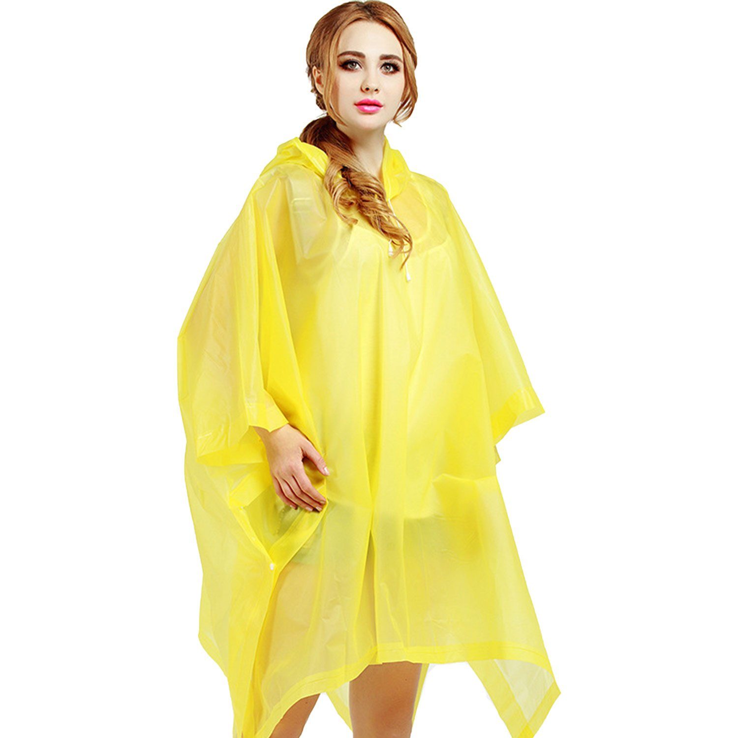 MAGICSHE Regenponcho Regenmantel Damen Wasserdicht Regenjacke für Festival Gelb