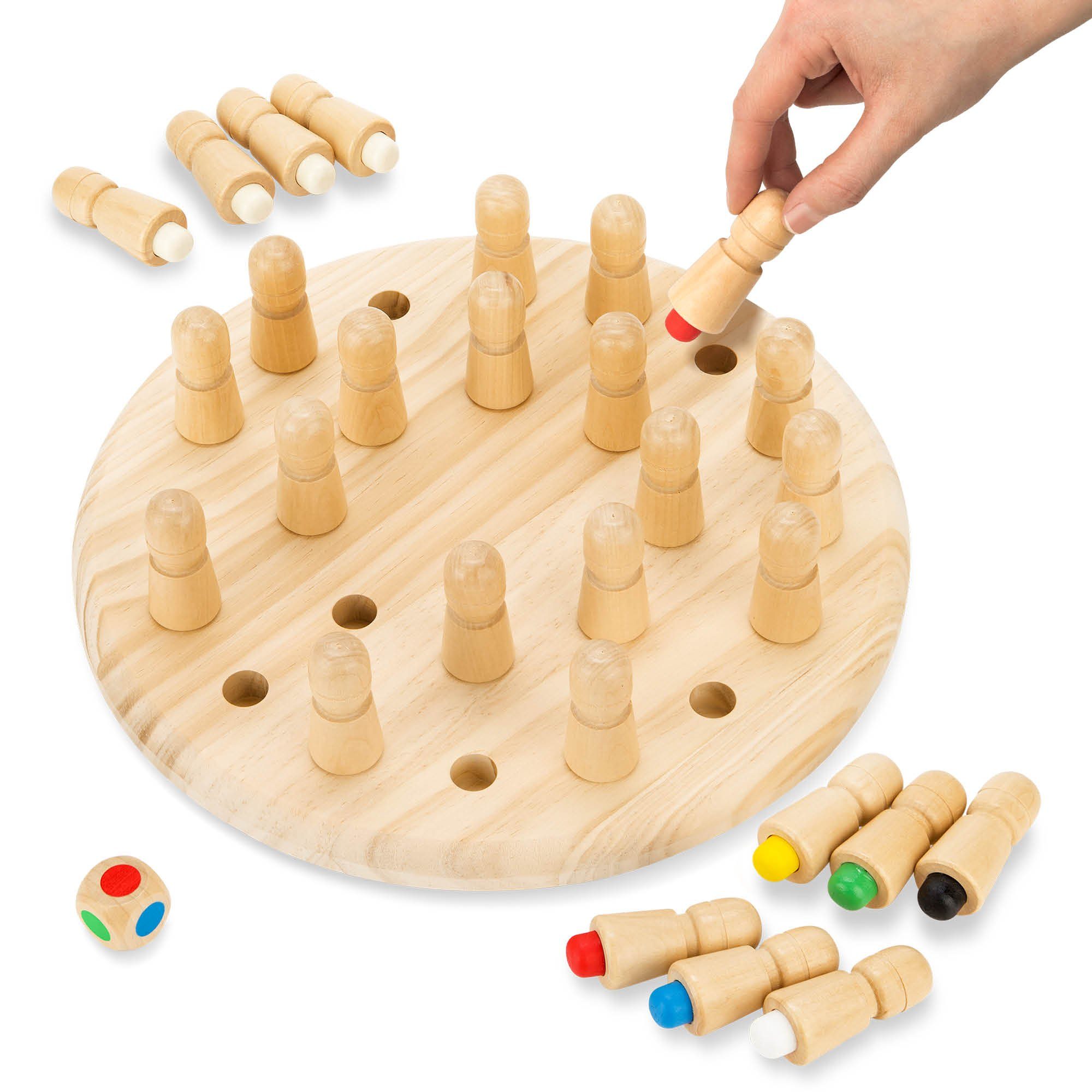 Toyfel Spiel Magnus, Memory Schach 30 cm Gedächtnisspiel aus Holz