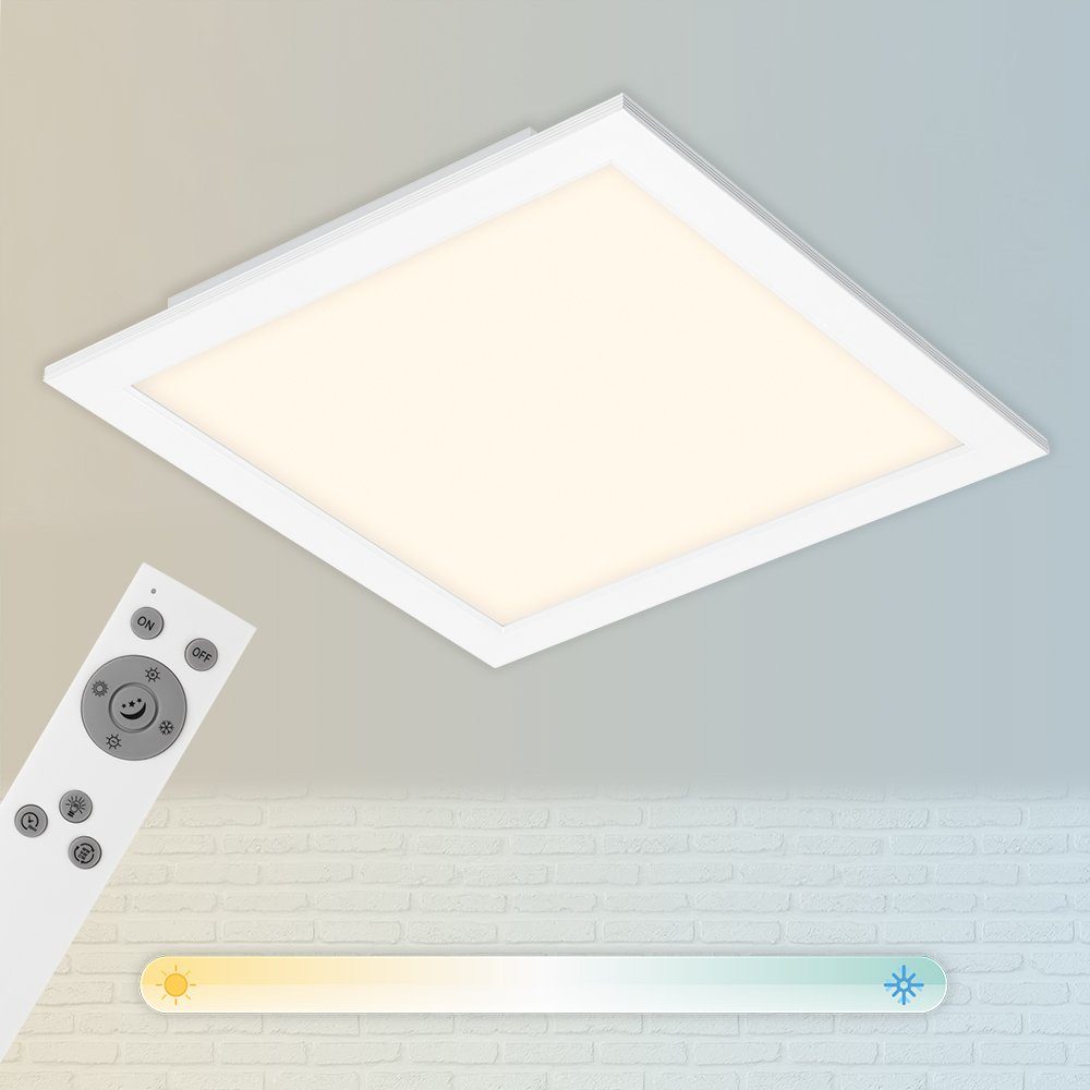 Briloner Leuchten LED Panel 7194-016, CCT Farbtemperatursteuerung, Fernbedienung, dimmbar, ultraflach, LED fest verbaut, Kaltweiß, Neutralweiß, Tageslichtweiß, Warmweiß, Deckenlampe, 29,5x29,5x5cm, Weiß, 18W, Wohnzimmer, Schlafzimmer, Flur