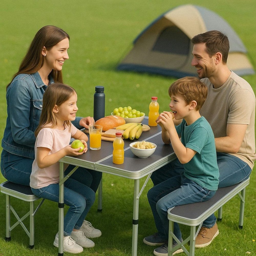 BruKa Campingtisch Set GREEN HILL Klapptisch Bank Aluminium Campingtisch, k günstig online kaufen