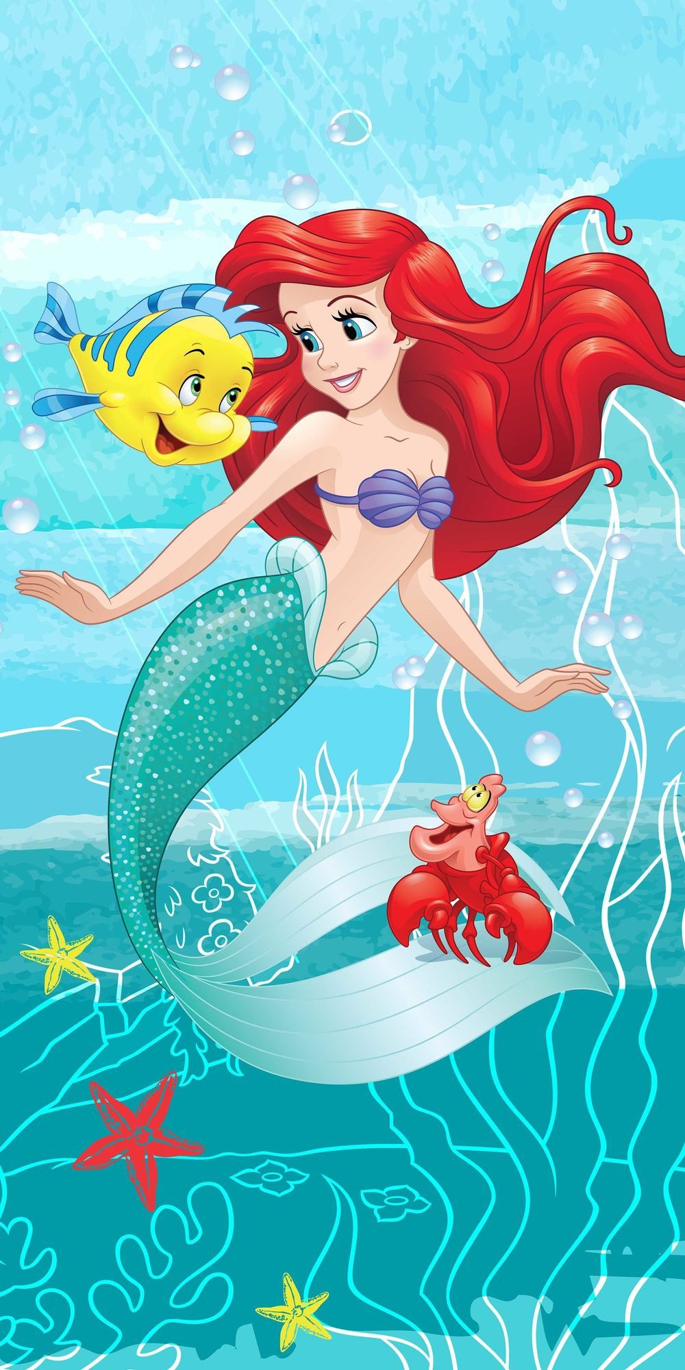 Jerry Fabrics Handtücher Disney Arielle Duschtuch Badetuch Strandtuch 70 x 140cm, (1 Duschtuch, 1-St), Langlebig