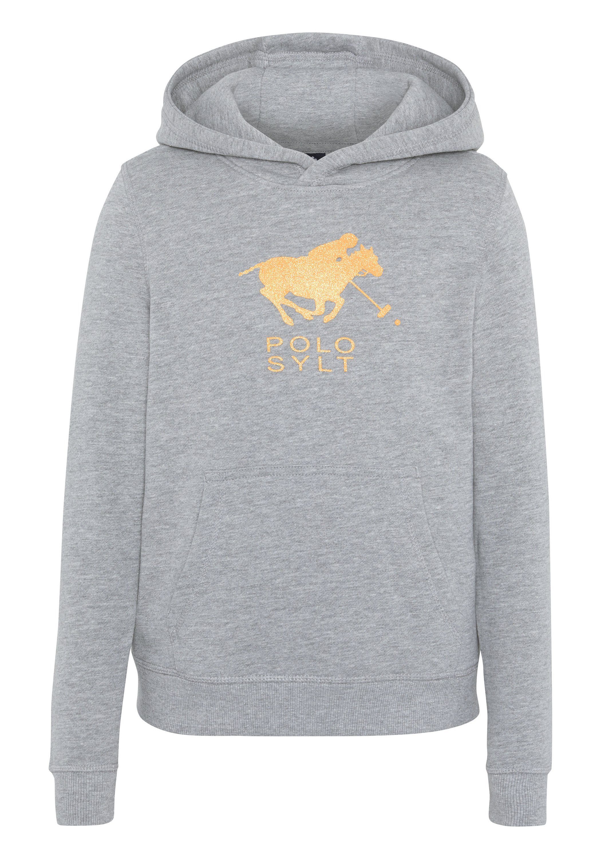 Polo Sylt Sweatshirt mit glitzerndem Label-Motiv Neutr. Gray