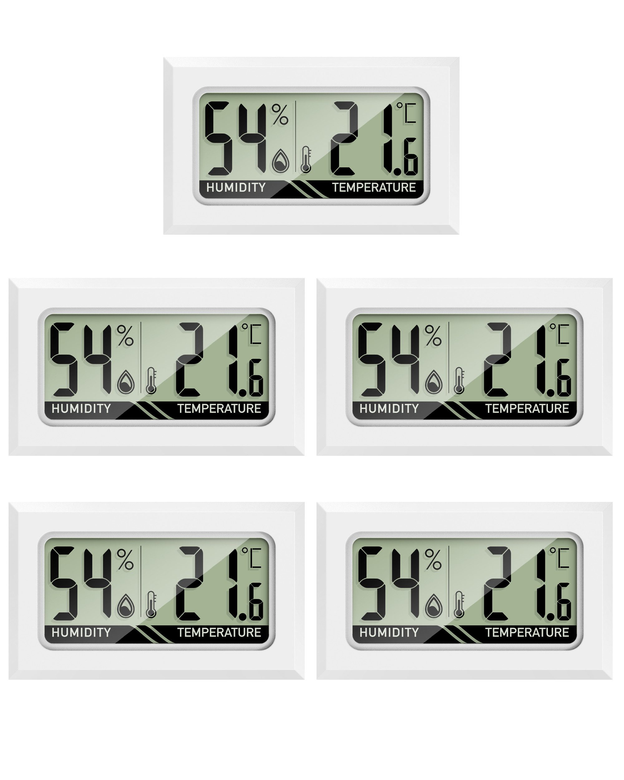 MAVORI Raumthermometer und Hygrometer innen mit sehr präzisen Messwerten, 5-tlg., Hygrometer mit Thermometer digital