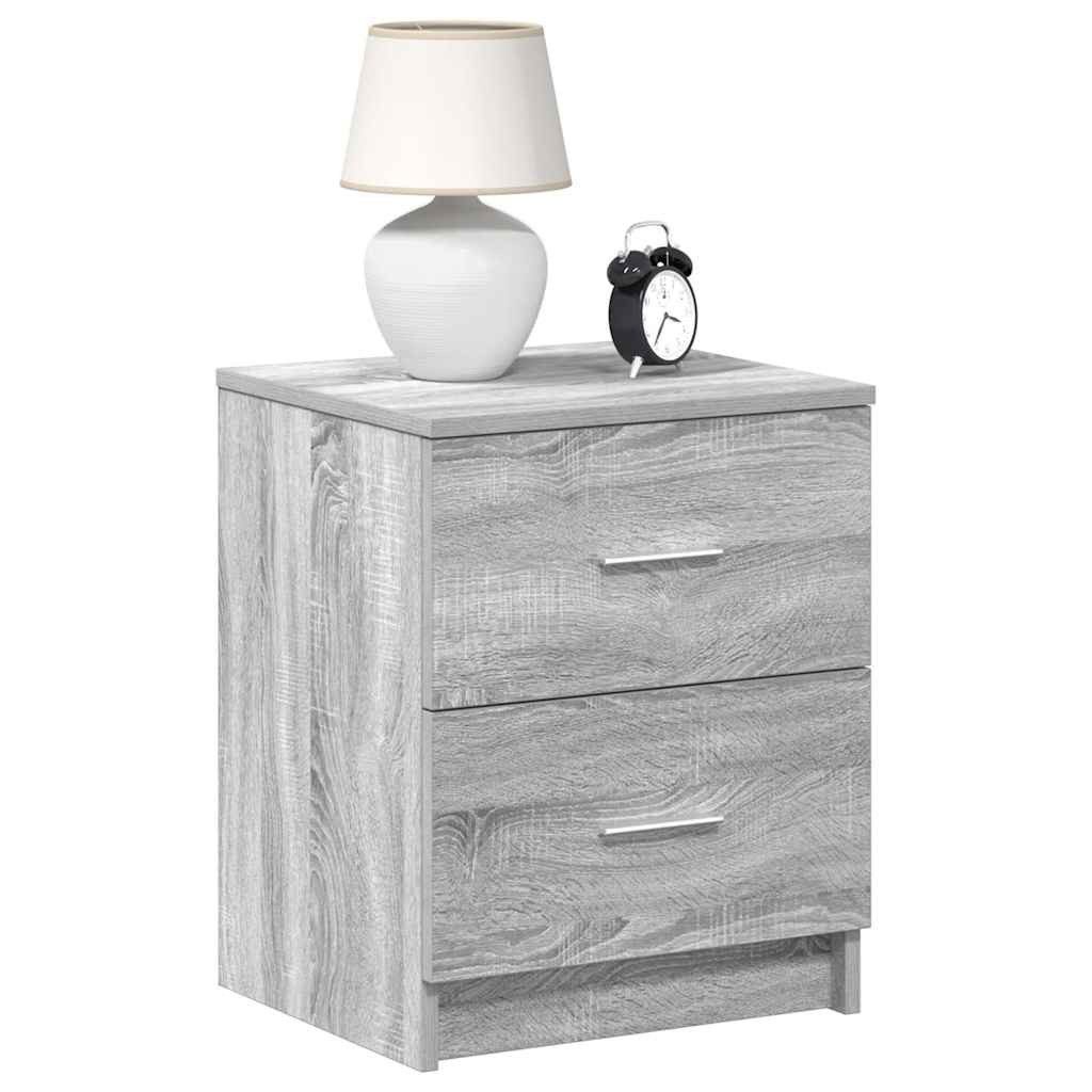 vidaXL Nachttisch NA Nachttisch Nachtschrank Nachtkommode 2 Schubladen Grau Sonoma 40x36
