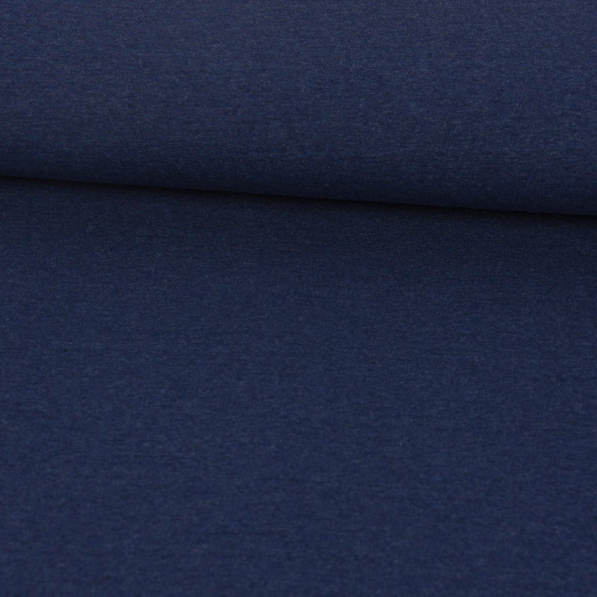 SCHÖNER LEBEN. Stoff Baumwolljersey Jersey Recycling uni jeansblau meliert 1,5m Breite, aus recyceltem Material