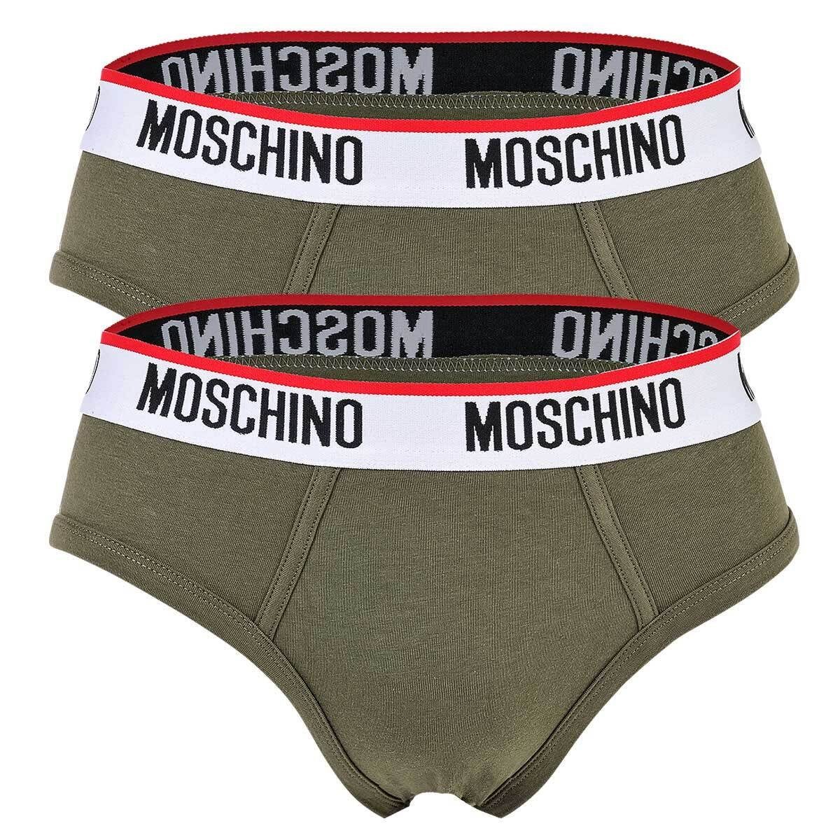 Moschino Slip Pack Olivgrün - Briefs, Herren 2er Unterhose, Slips Cotton