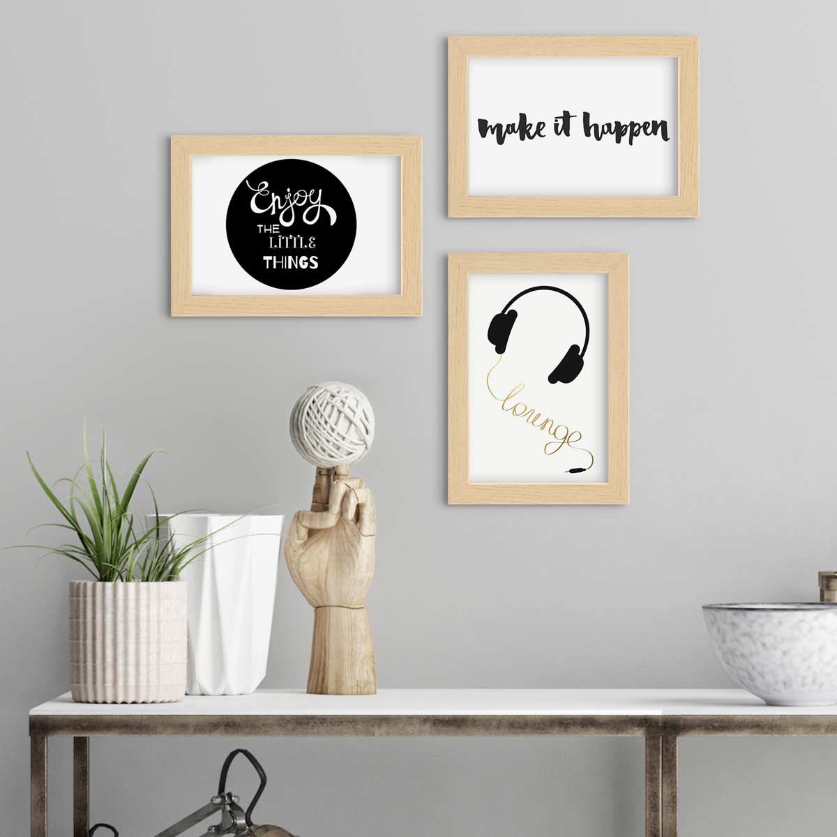 PHOTOLINI Bilderrahmen 3er Set, stabiles MDF-Holz, mit Acrylglas, extra Zub günstig online kaufen