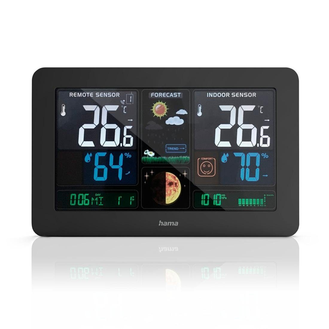 Hama Wetterstation Funk mit Außensensor Wettervorhersage USB-Ladefunktion Wetterstation – Bild 2 von 5